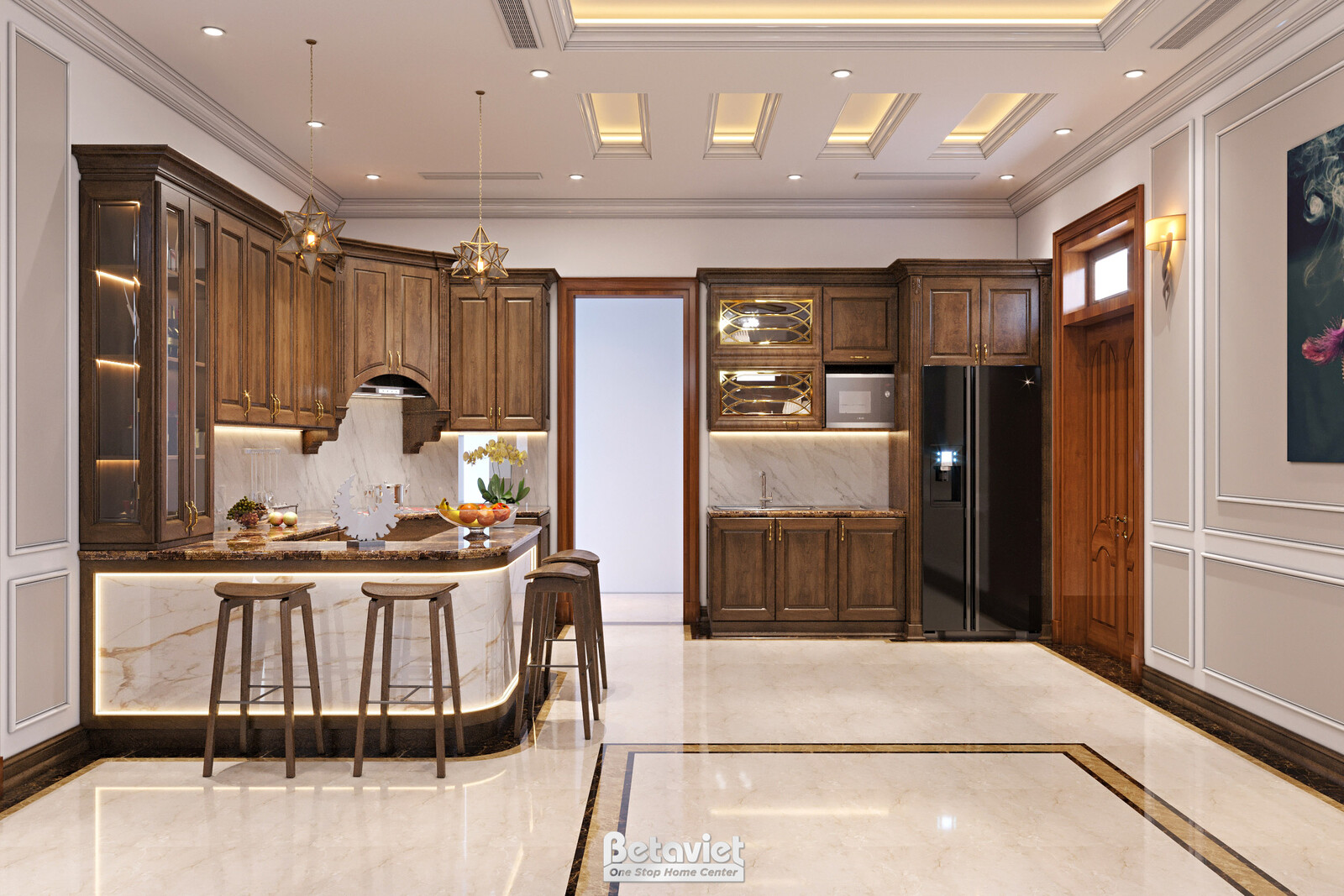 Nội thất phòng bếp biệt thự Art Deco NT21163 – góc nhìn 2