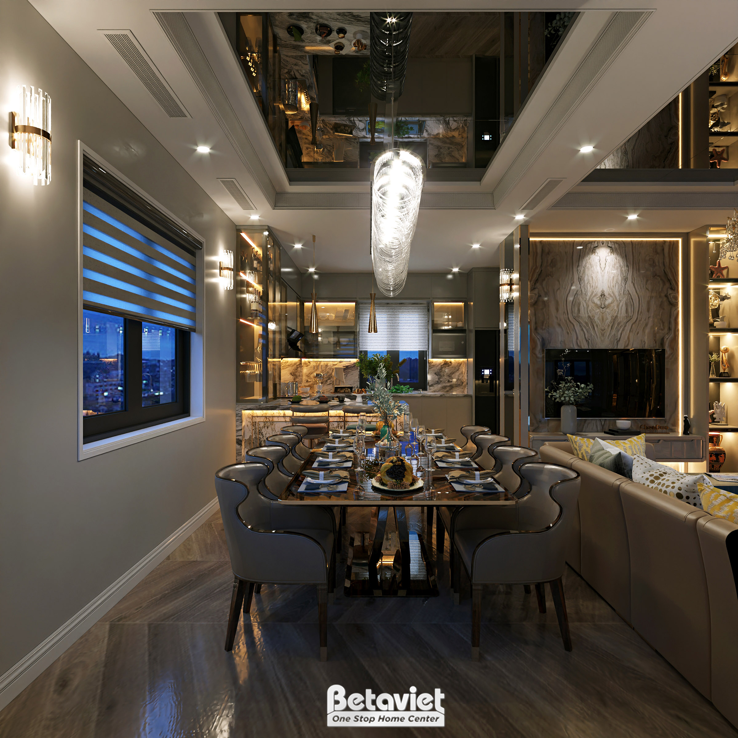 Nội thất phòng ăn hiện đại luxury KĐT Vinhomes Ocean Park 2 NT5003639