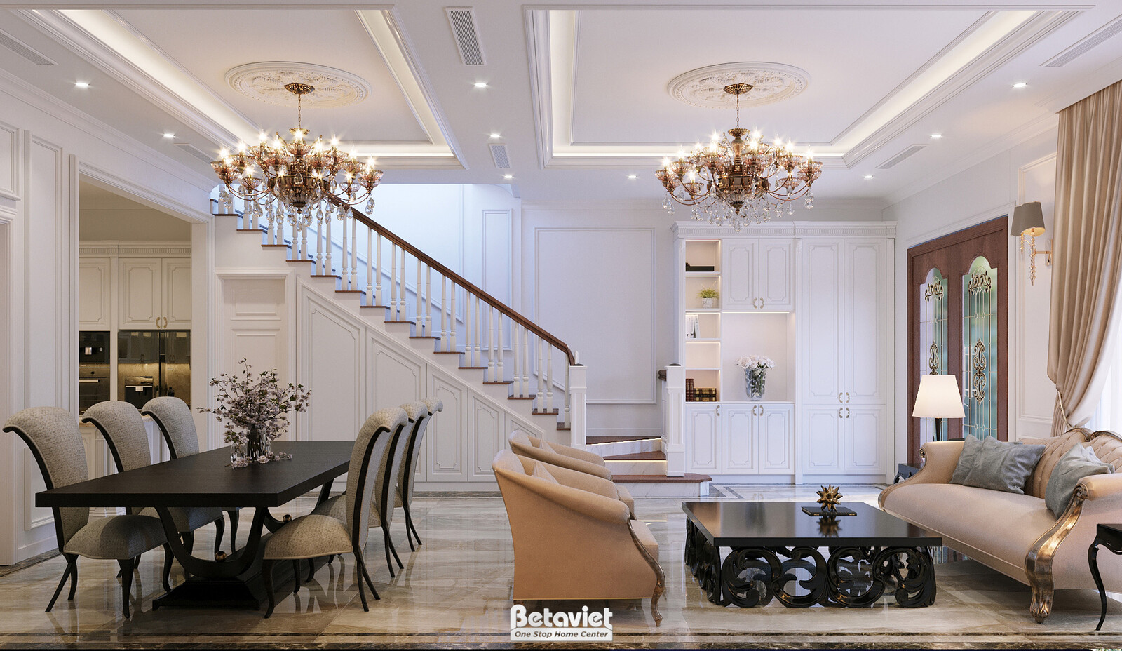 Nội thất phòng khách biệt thự Art Deco KT22014 – góc nhìn 2