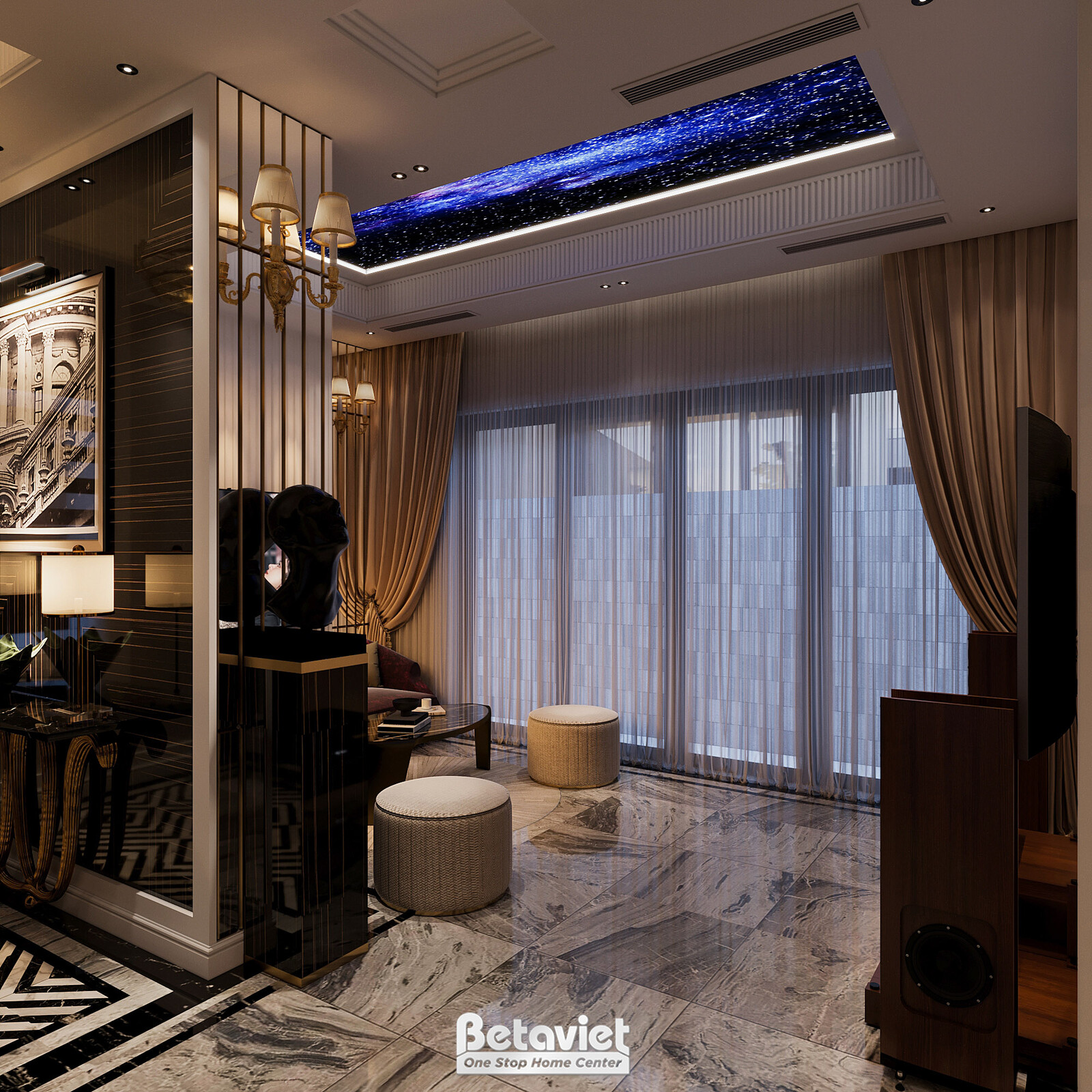 Nội thất phòng khách biệt thự hiện đại luxury NT5003639 – góc nhìn 6