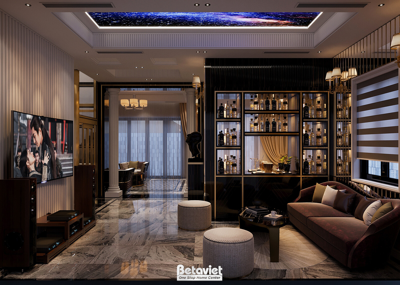 Nội thất phòng khách biệt thự hiện đại luxury NT5003639 – góc nhìn 5