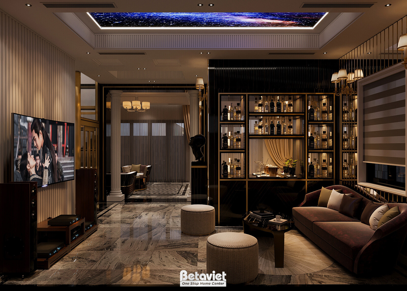 Nội thất phòng khách biệt thự hiện đại luxury NT5003639 – góc nhìn 4