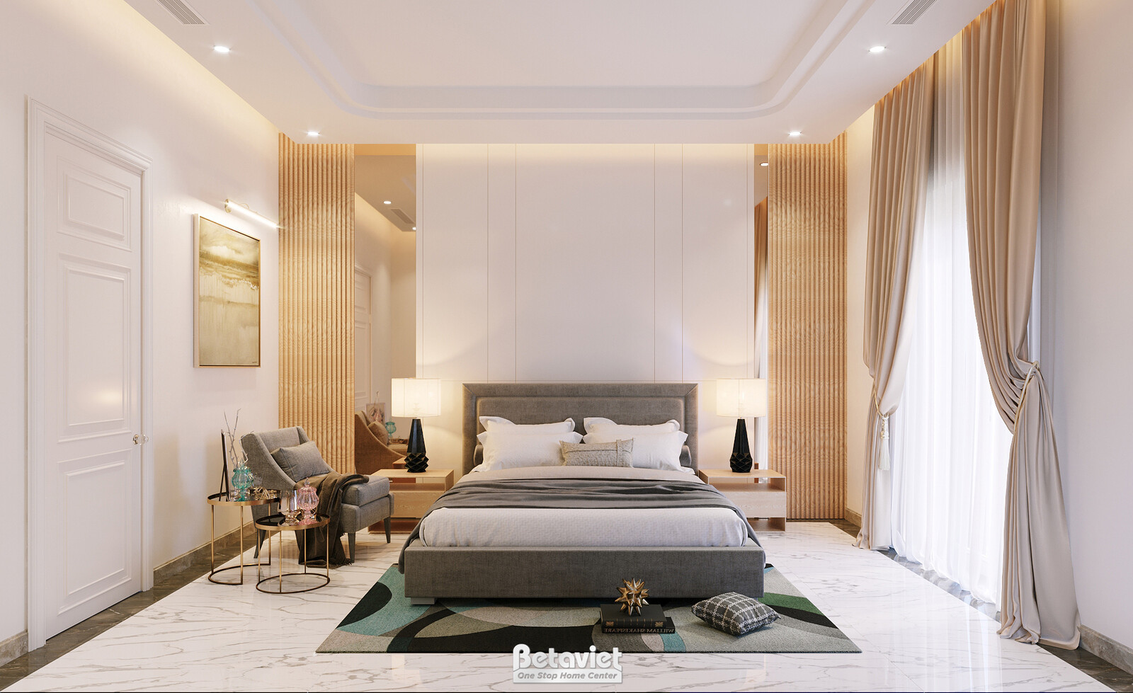 Nội thất phòng ngủ biệt thự Art Deco KT22014 – góc nhìn 2