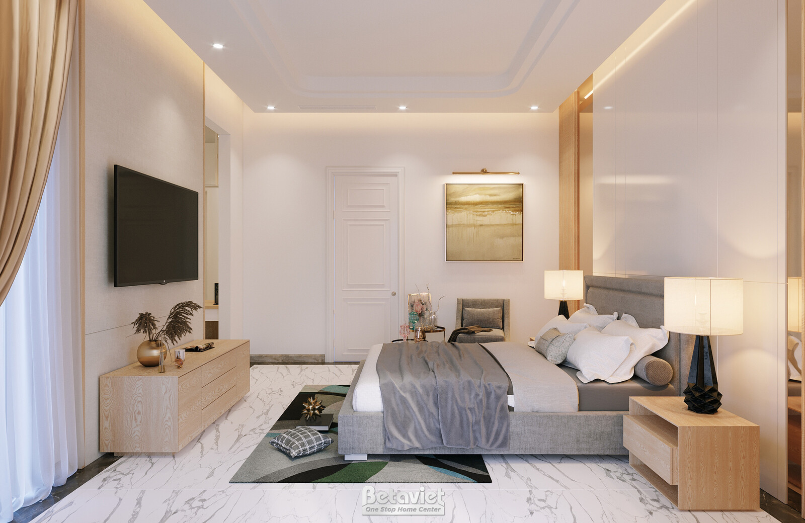 Nội thất phòng ngủ biệt thự Art Deco KT22014 – góc nhìn 7