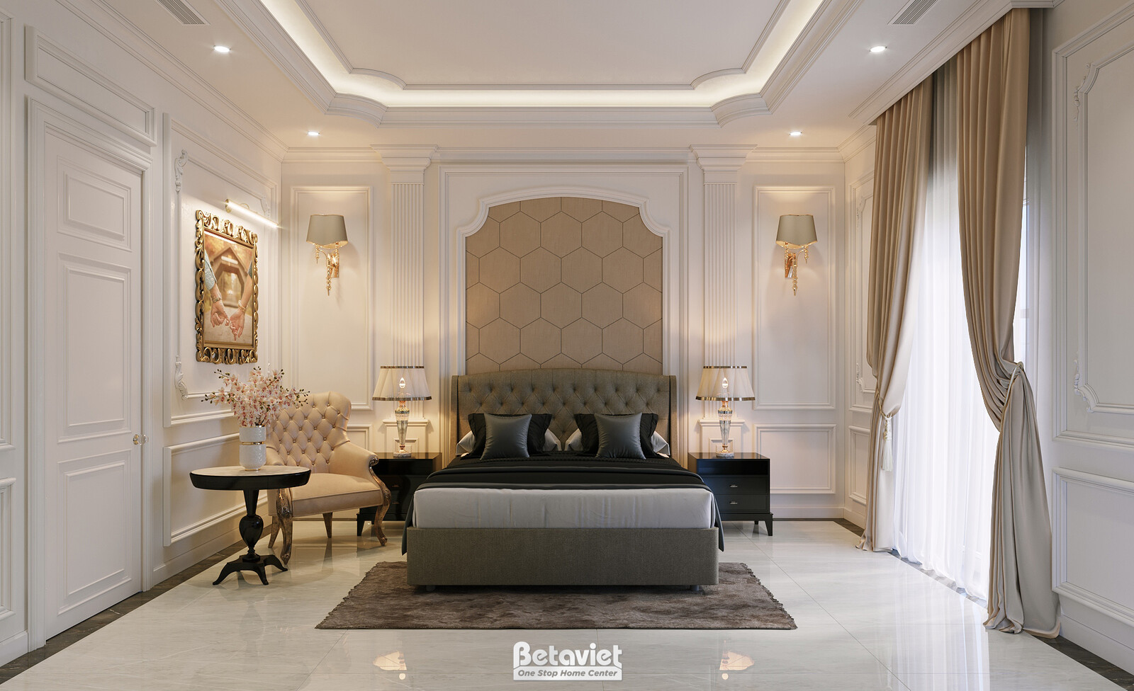 Nội thất phòng ngủ biệt thự Art Deco KT22014 – góc nhìn 6