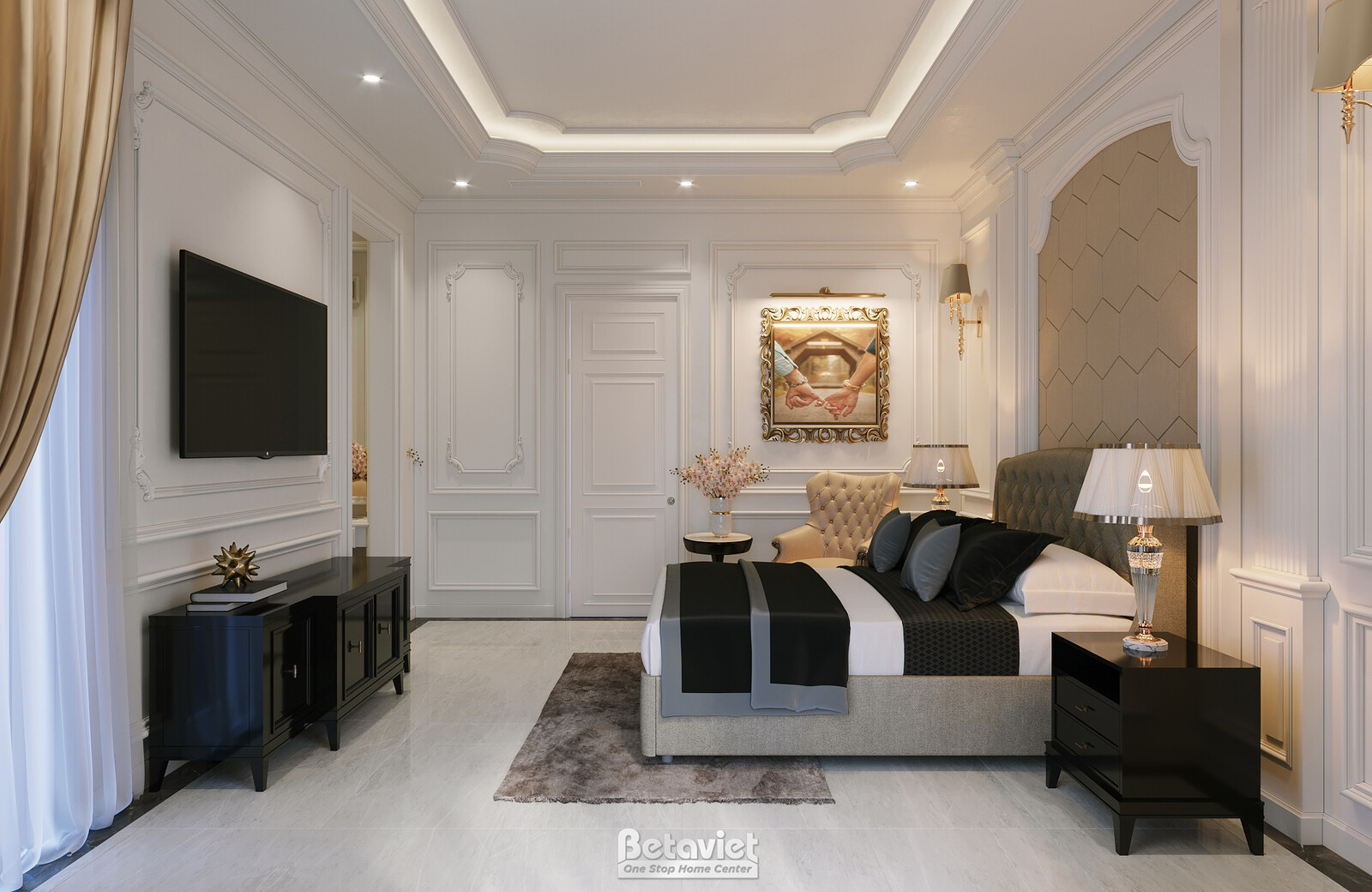 Nội thất phòng ngủ biệt thự Art Deco KT22014 – góc nhìn 13