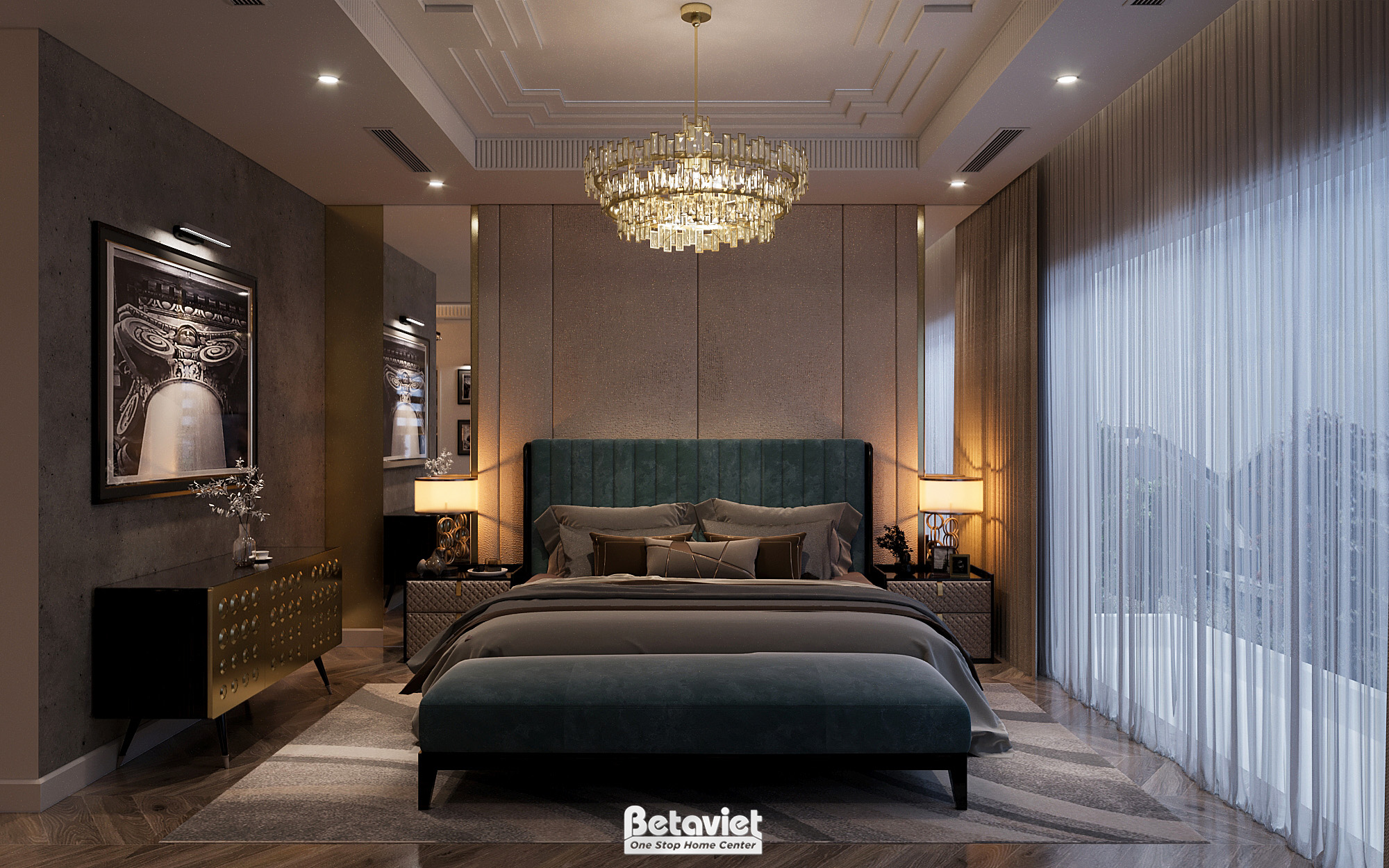 Nội thất phòng ngủ hiện đại luxury KĐT Vinhomes Ocean Park 2 NT5003639