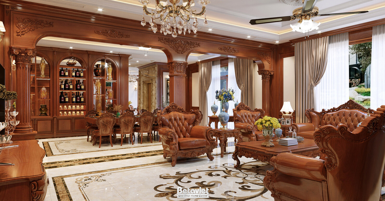 Nội thất phòng khách biệt thự tân cổ điển KT21022 – góc nhìn 6
