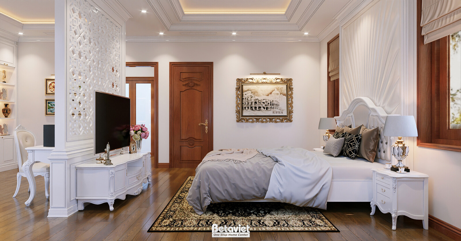 Nội thất phòng ngủ biệt thự tân cổ điển KT21022 – góc nhìn 4