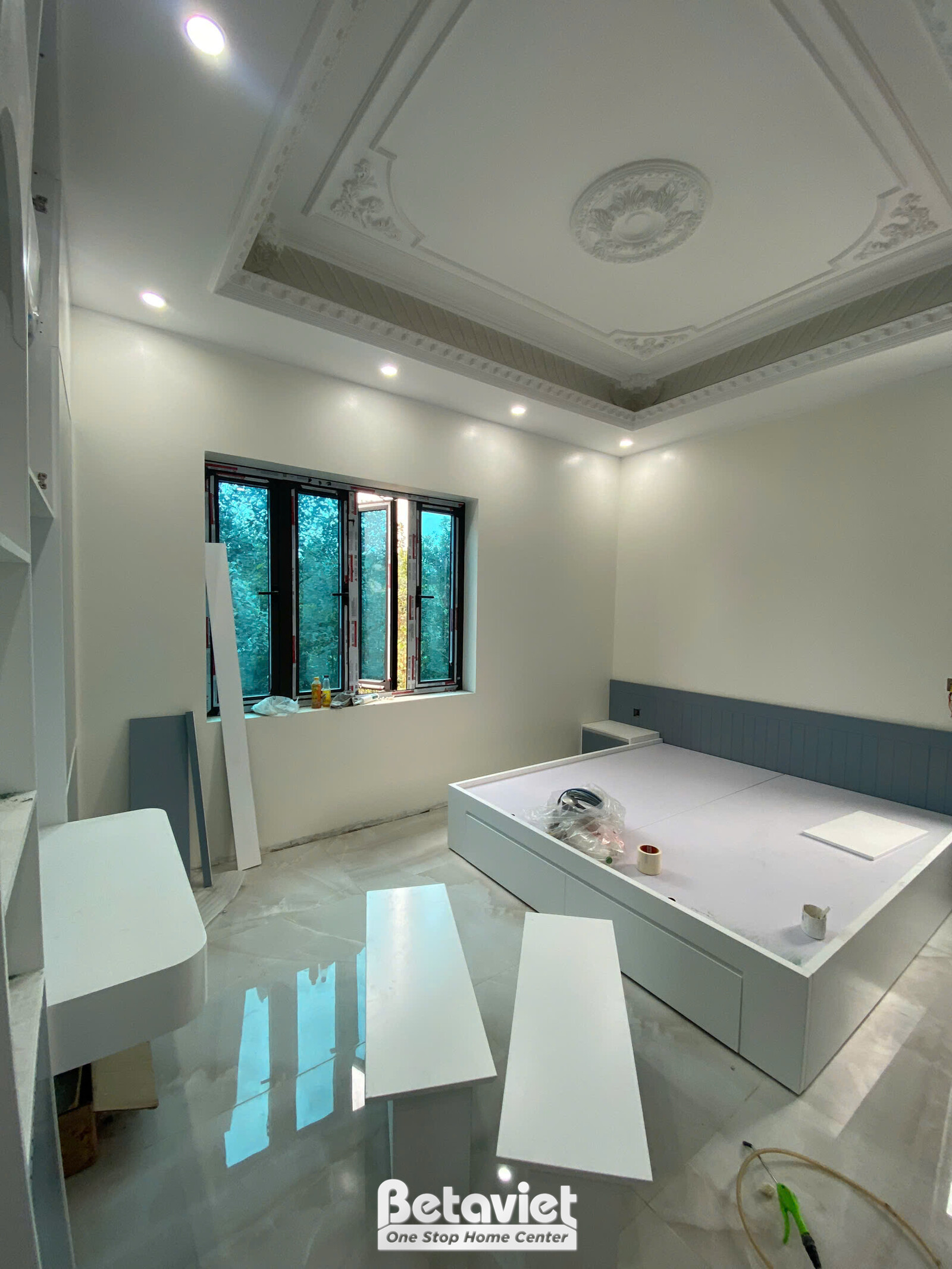 Thi công biệt thự 2 tầng tân cổ điển TC23134, giai đoạn lắp đặt hoàn thiện – phòng ngủ (2)