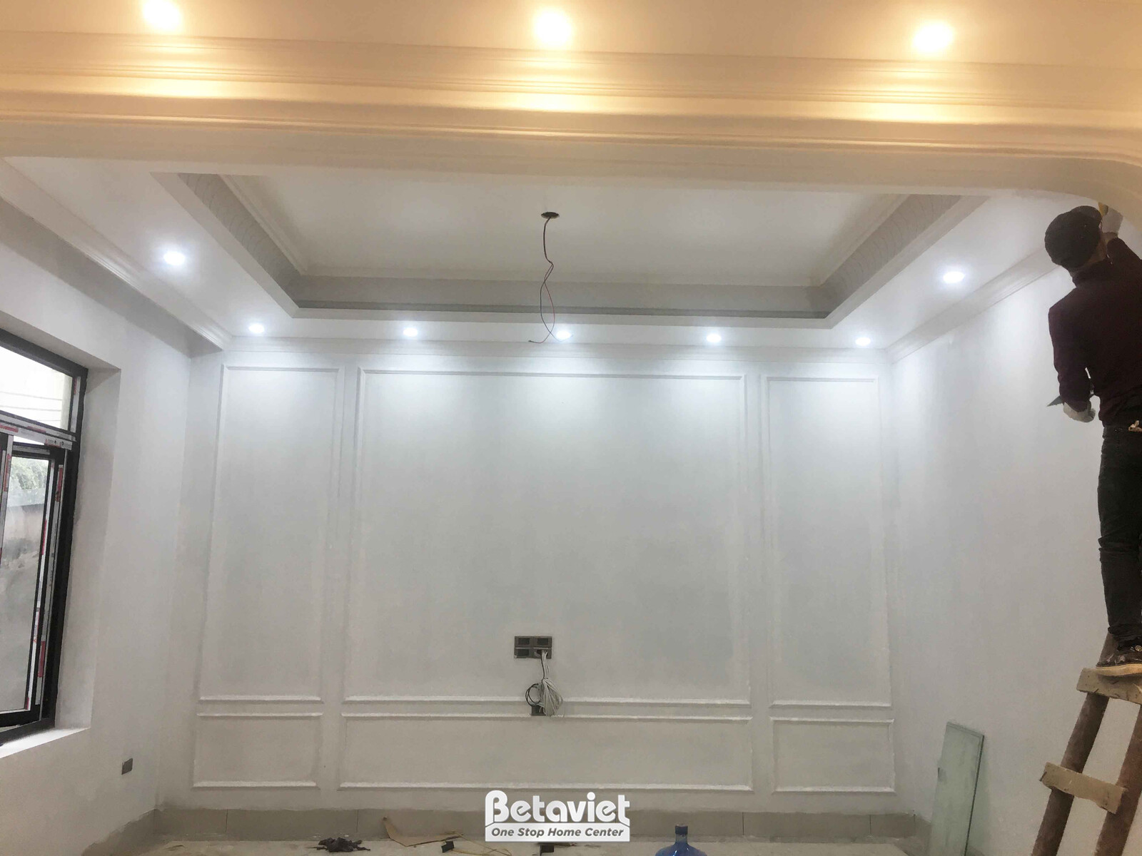 Thi công biệt thự TC24835, giai đoạn thi công nội thất – phòng khách