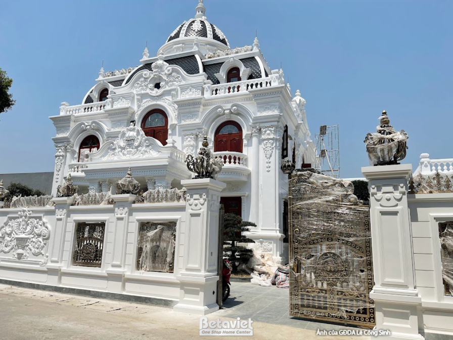 Thi công dinh thự 2 tầng tân cổ điển TC24845, giai đoạn hoàn thành – cổng và hàng rào