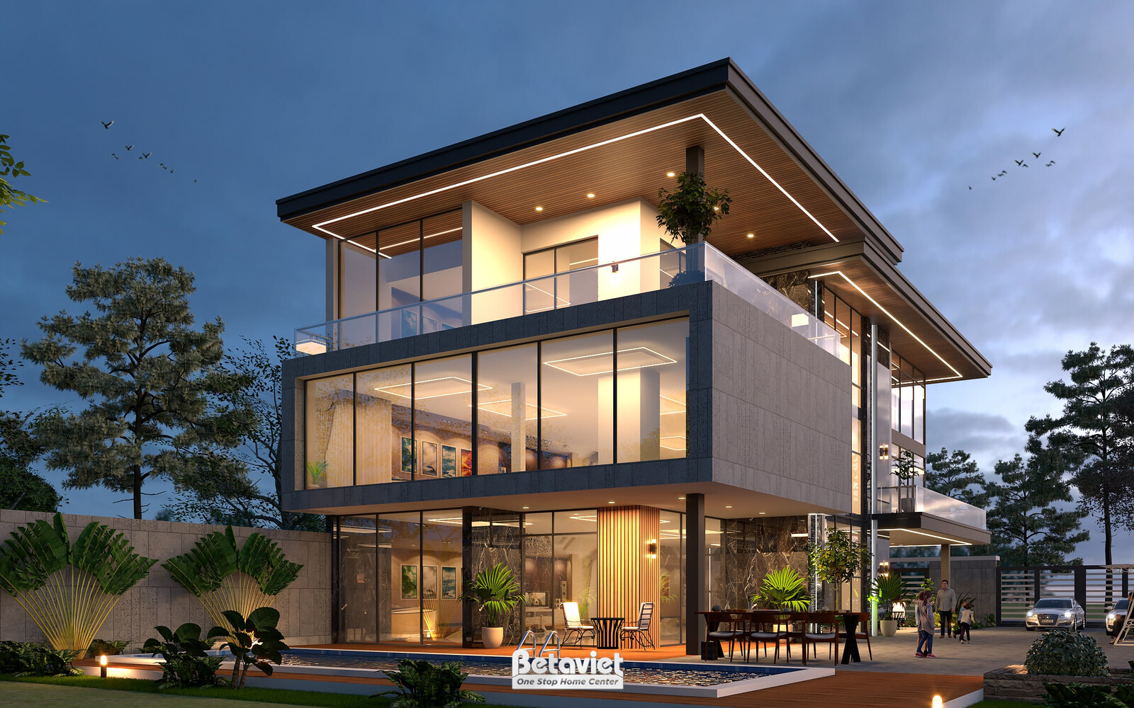Biệt thự 3 tầng hiện đại luxury KT23301 – phối cảnh mặt tiền (3)