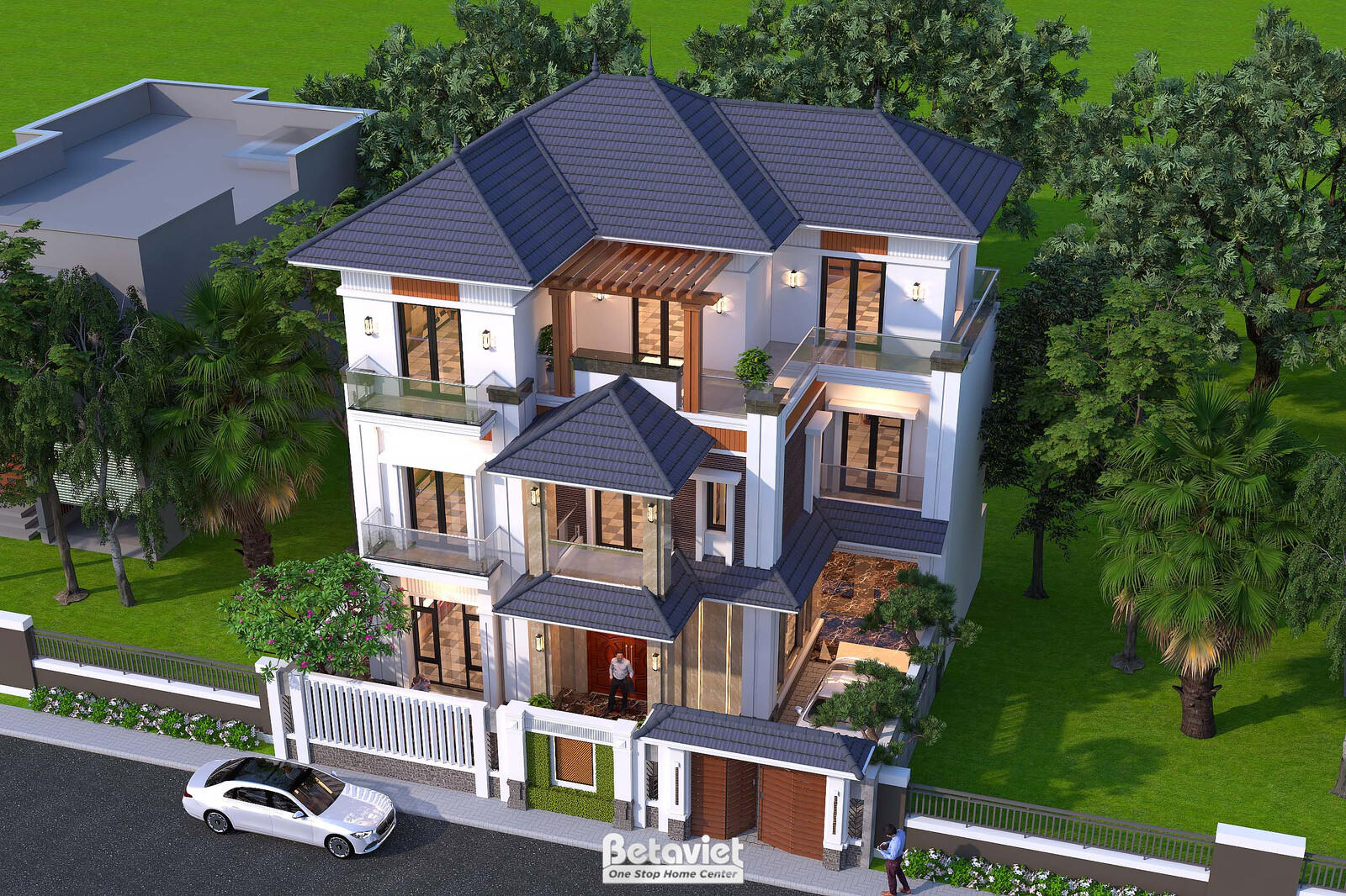 Biệt thự 3 tầng hiện đại KT22182A – phối cảnh mặt tiền (5)