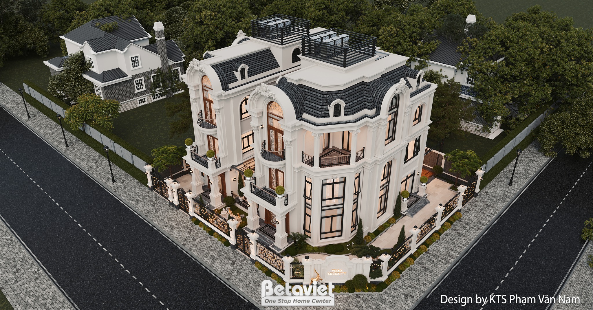 Thiết kế biệt thự góc liền kề tân cổ điển KĐT Vinhomes Star City KT24612