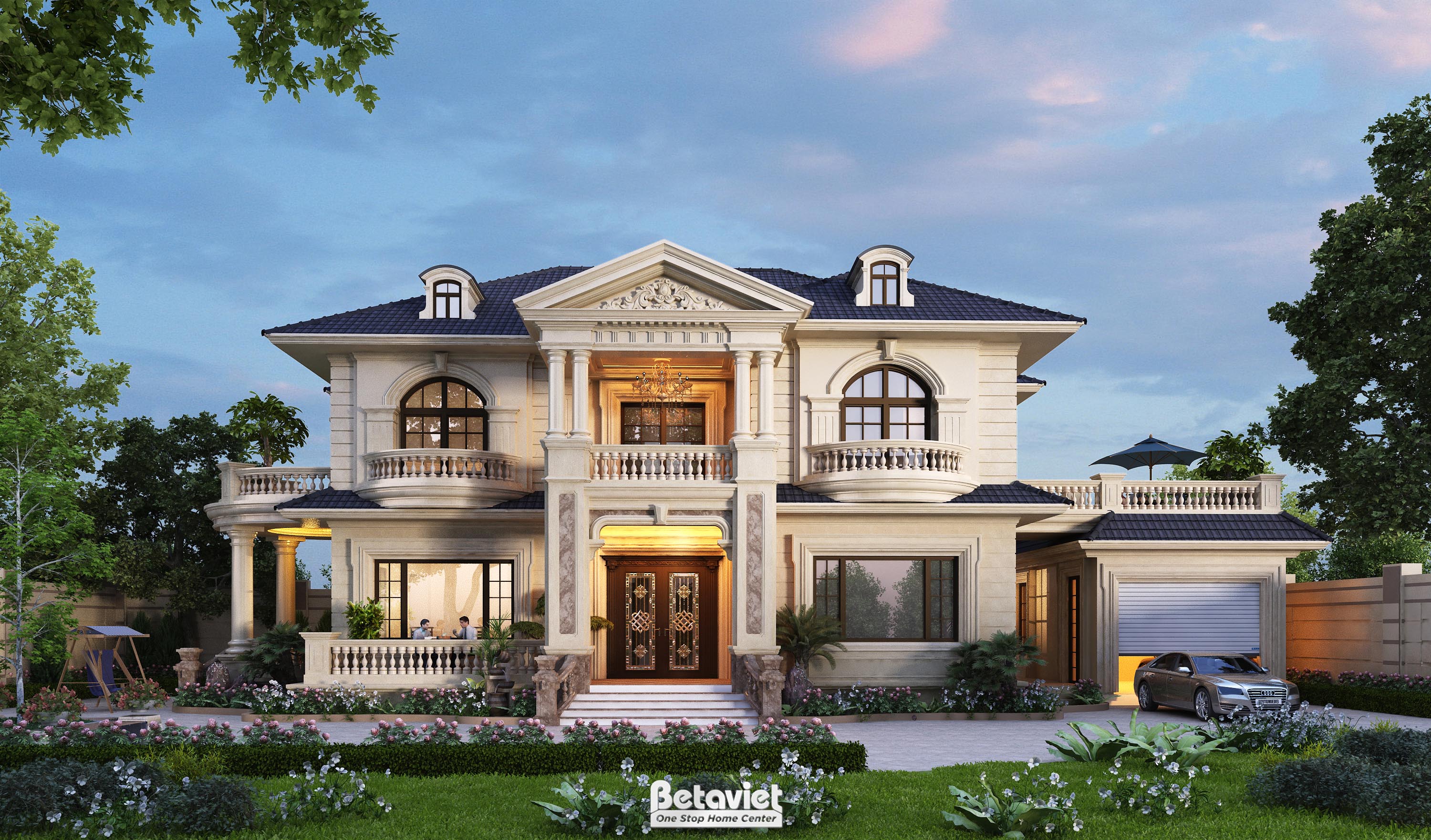 Thiết kế biệt thự nhà vườn Nhật phong cách tân cổ điển KT24560