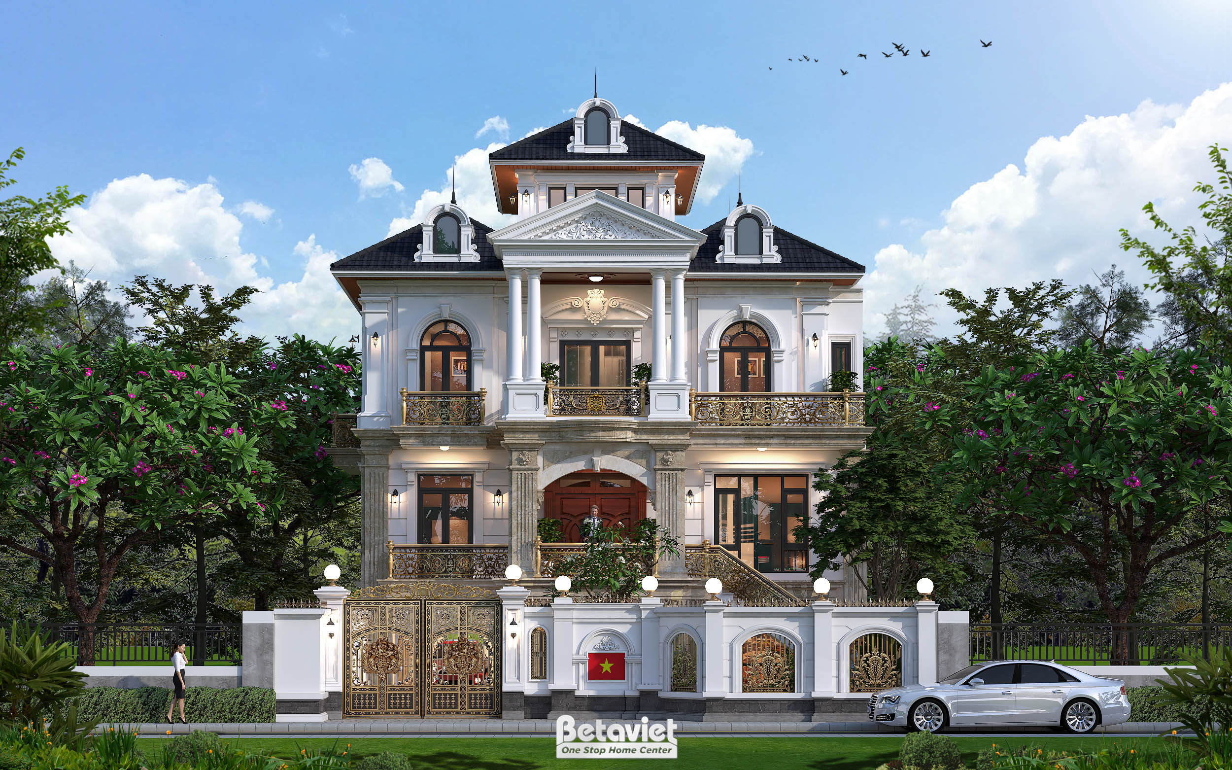 Thiết kế biệt thự phong cách tân cổ điển 3 tầng tại Hà Nội KT5515018E
