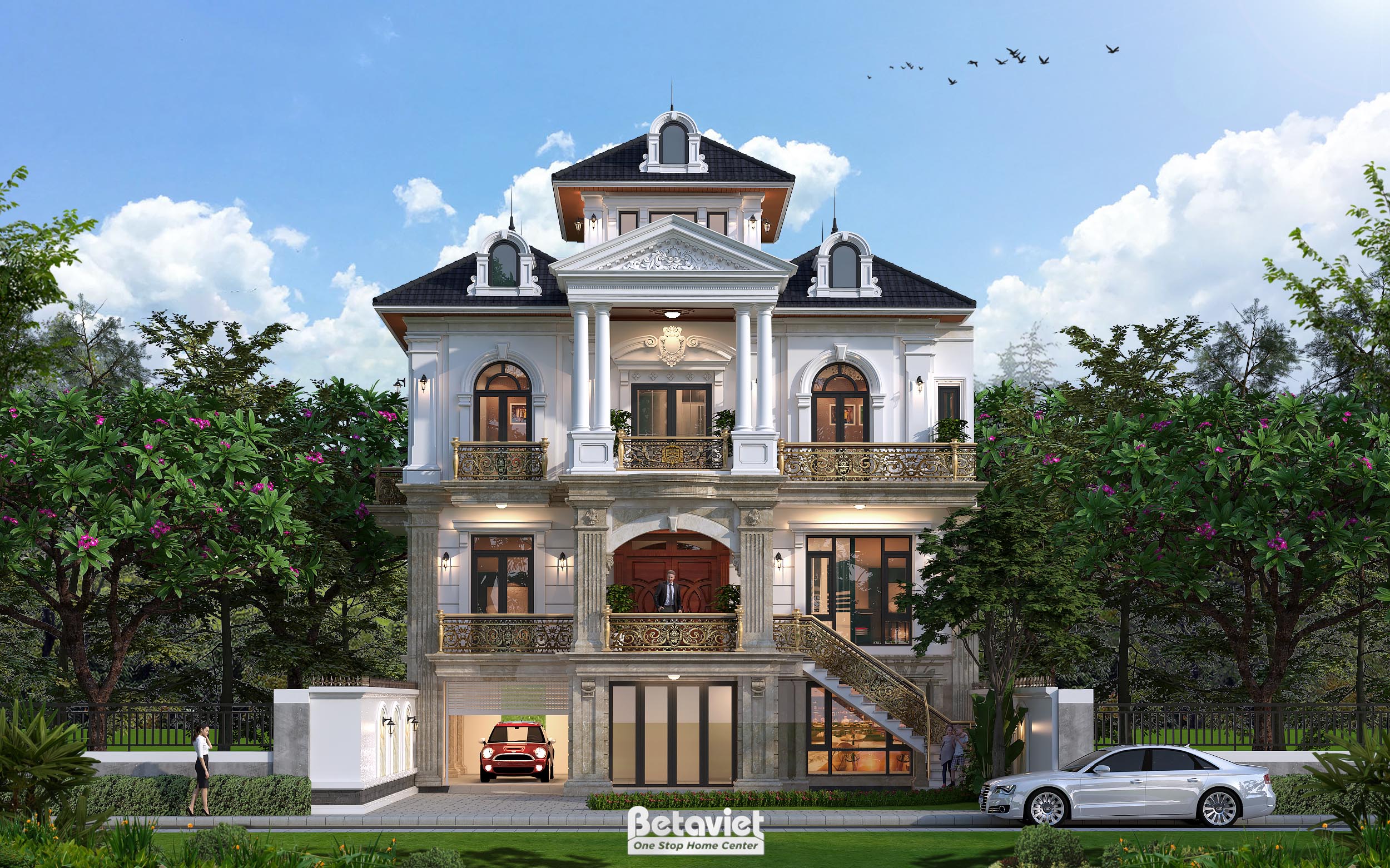 Thiết kế biệt thự 3 tầng phong cách tân cổ điển tại Hà Nội KT5515018E
