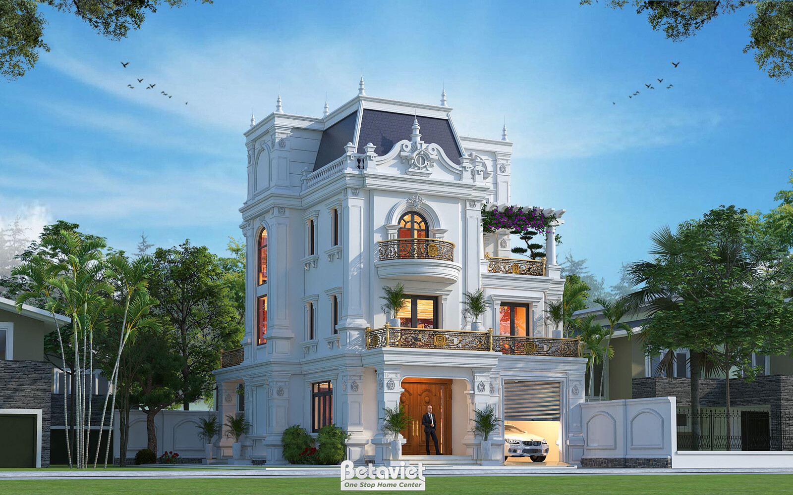 Biệt thự 3 tầng tân cổ điển KT2008251 – phối cảnh mặt tiền (3)