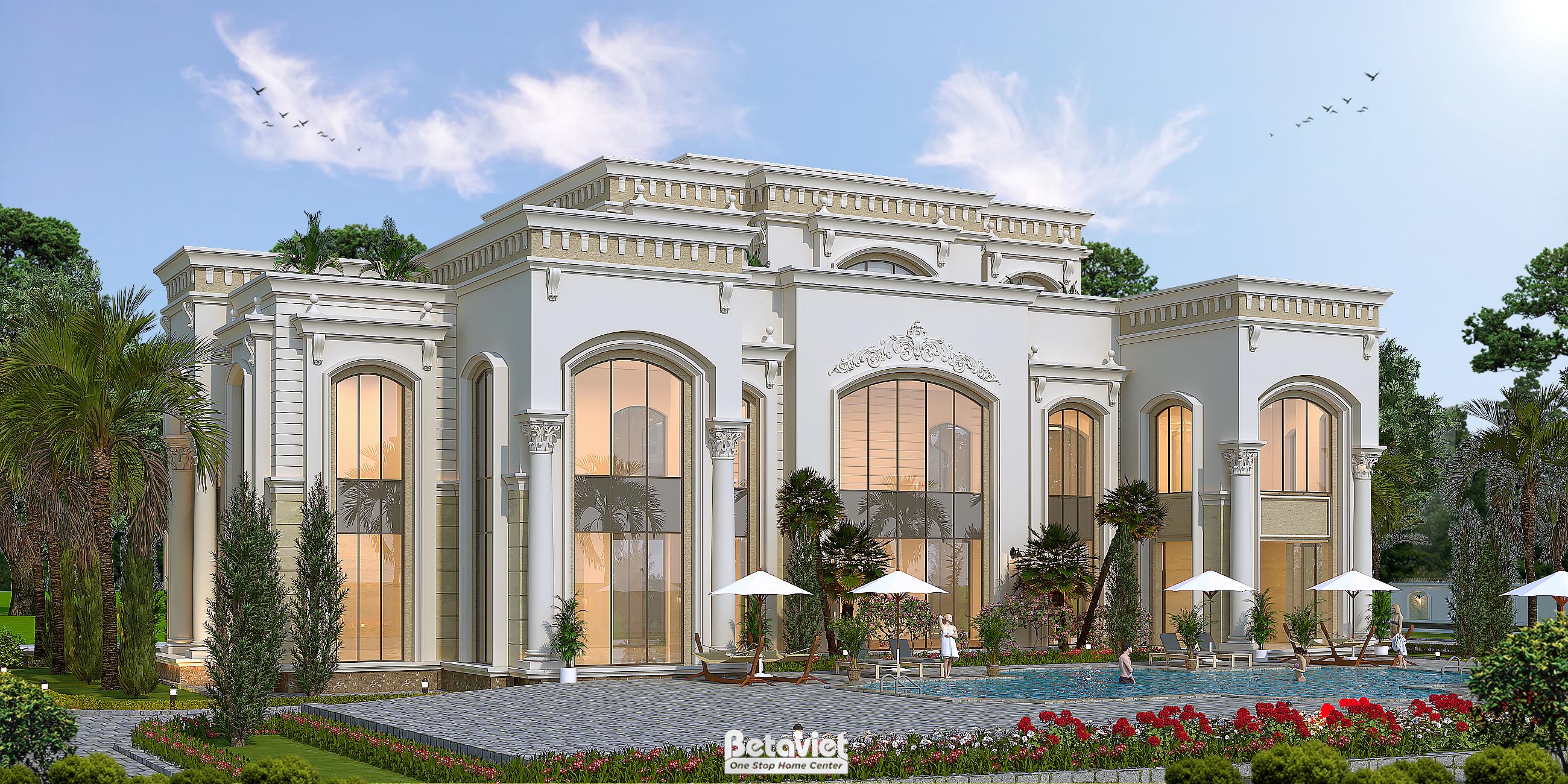 Thiết kế dinh thự phong cách Địa Trung Hải KT2008117A