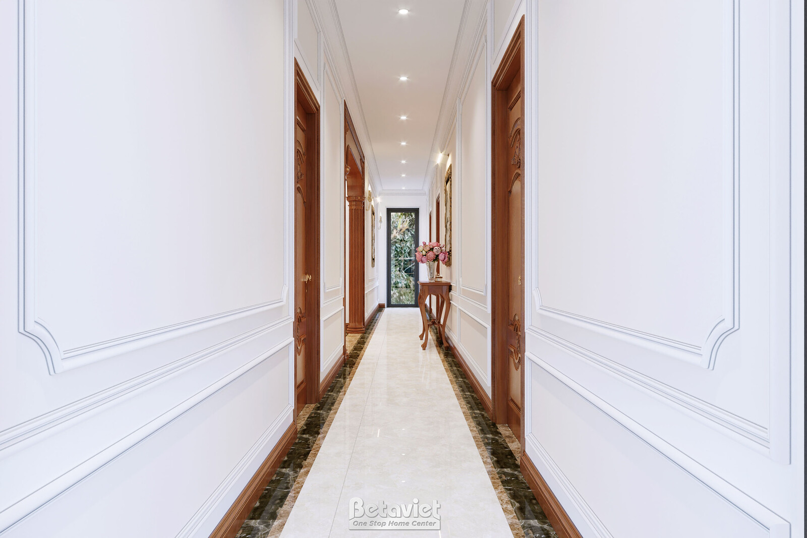Nội thất hành lang biệt thự tân cổ điển KT23059 – góc nhìn 2