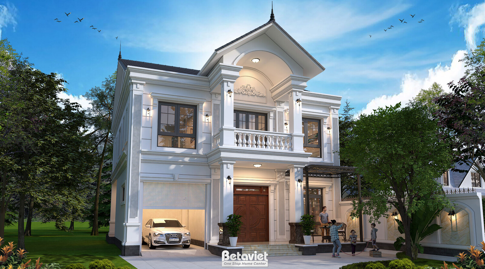 Biệt thự 2 tầng tân cổ điển KT5003791 – phối cảnh mặt tiền (3)