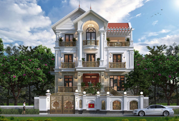 Thiết kế kiến trúc biệt thự 3 tầng tân cổ điển tại Bắc Kạn KT5515018B