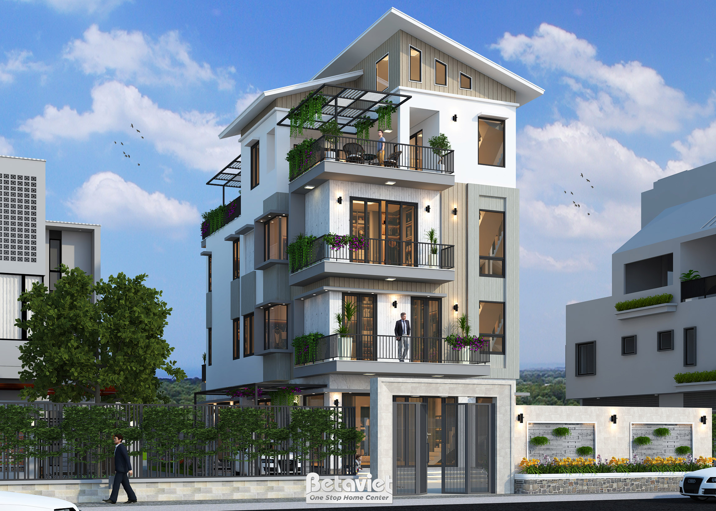 Thiết kế kiến trúc biệt thự hiện đại tại Hà Nội KT5511853