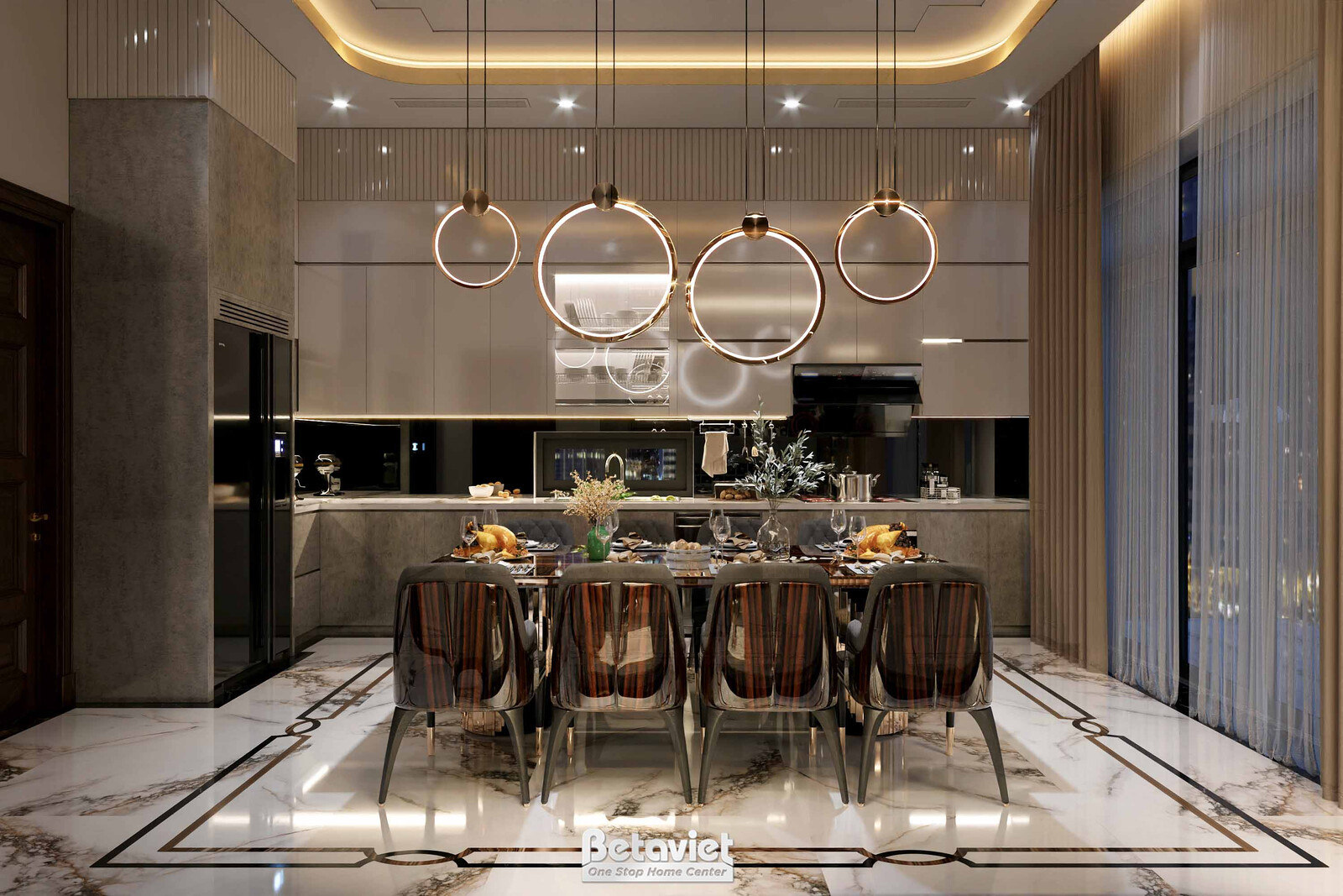 Nội thất phòng ăn biệt thự hiện đại luxury KT24010 – góc nhìn 3