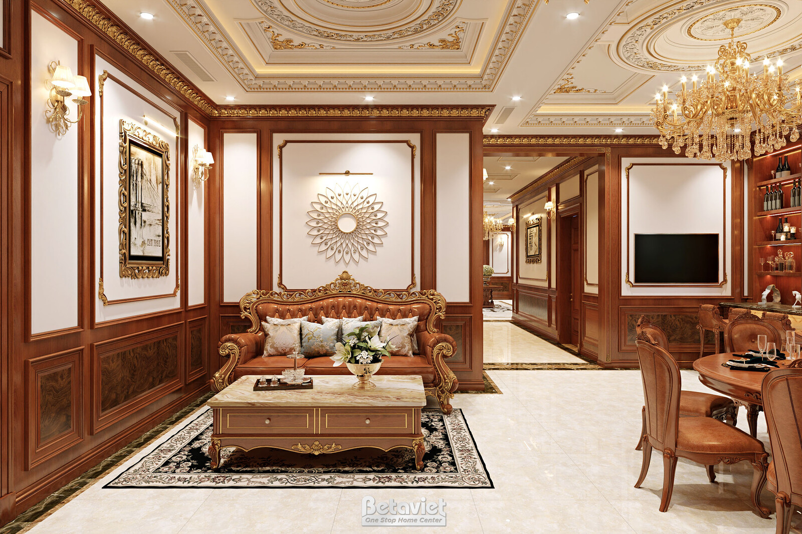 Nội thất phòng ăn biệt thự tân cổ điển NT2009044 – góc nhìn 3
