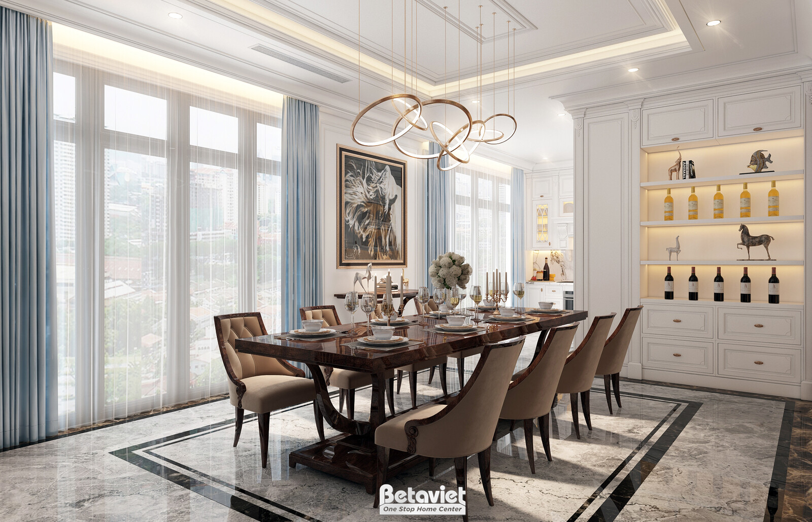 Nội thất phòng ăn biệt thự tân cổ điển KT21166 – góc nhìn 2