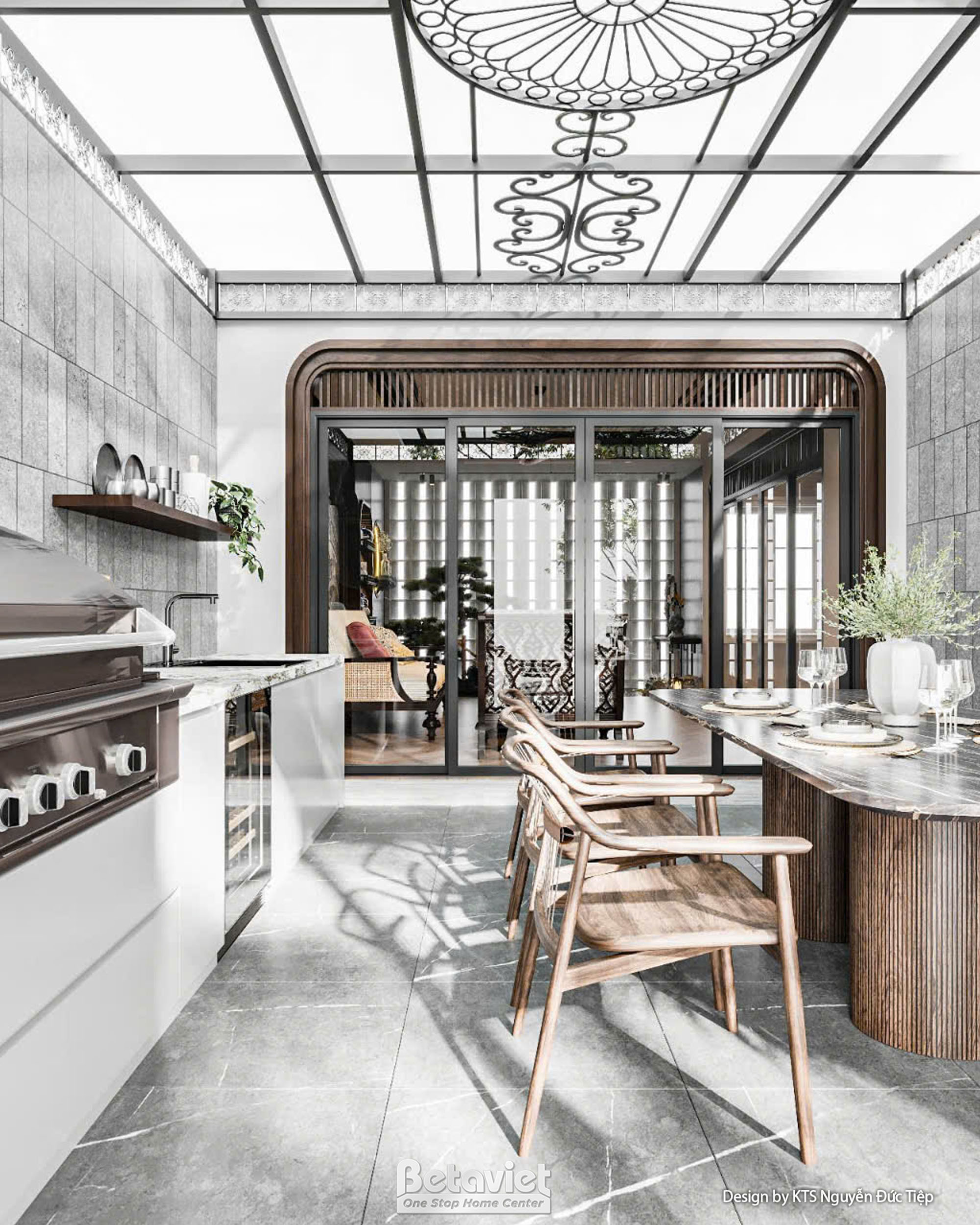 Thiết kế nội thất biệt thự phong cách Indochine tại Vinhomes The Harmony NT24549