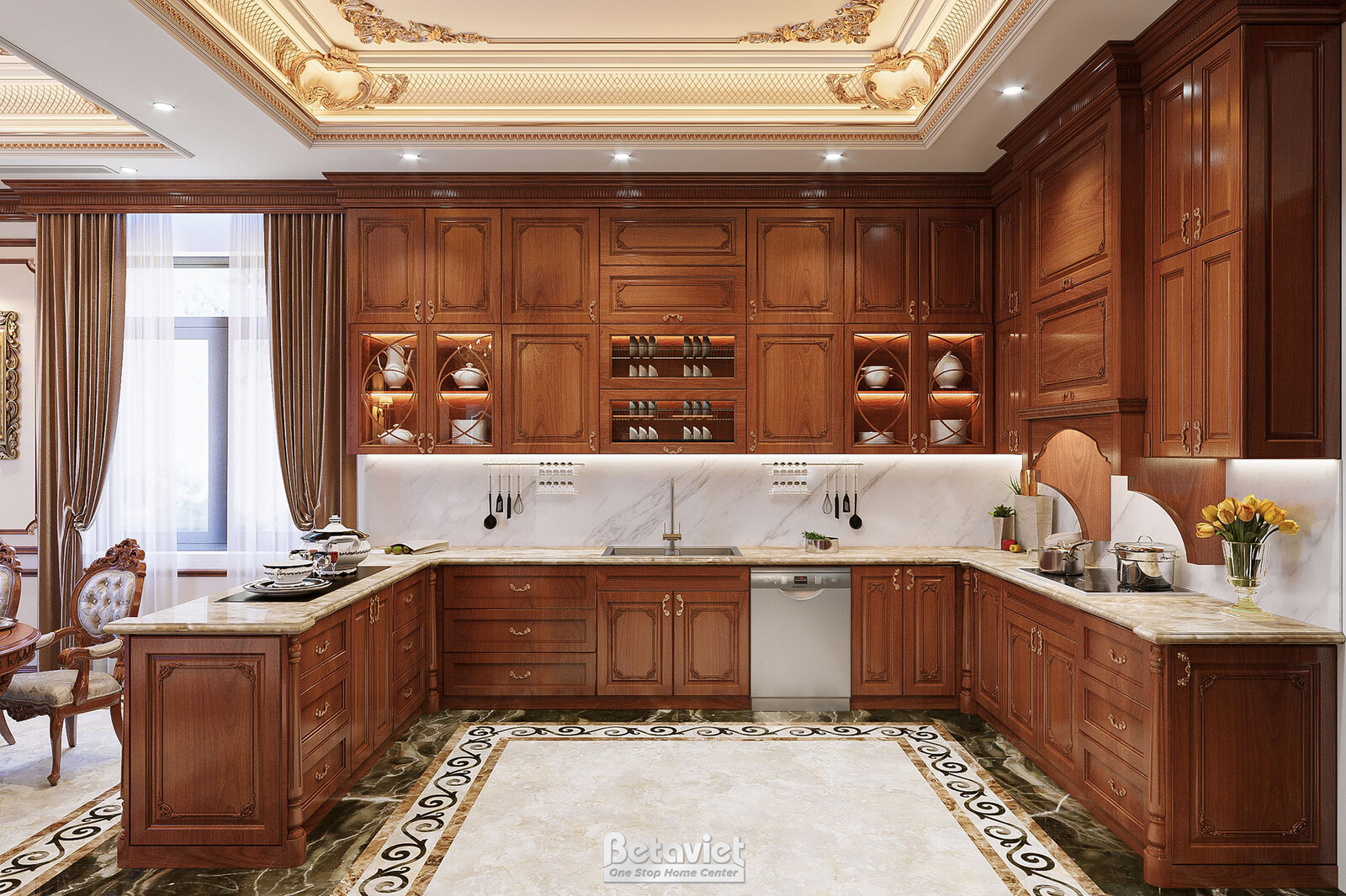 Nội thất phòng ăn lâu đài tân cổ điển KT19099 – góc nhìn 6