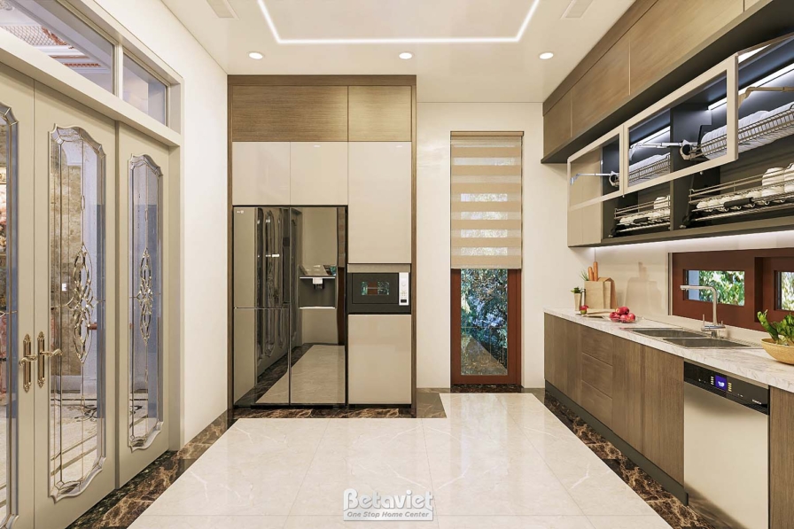 Nội thất phòng bếp biệt thự tân cổ điển KT19024 – góc nhìn 2