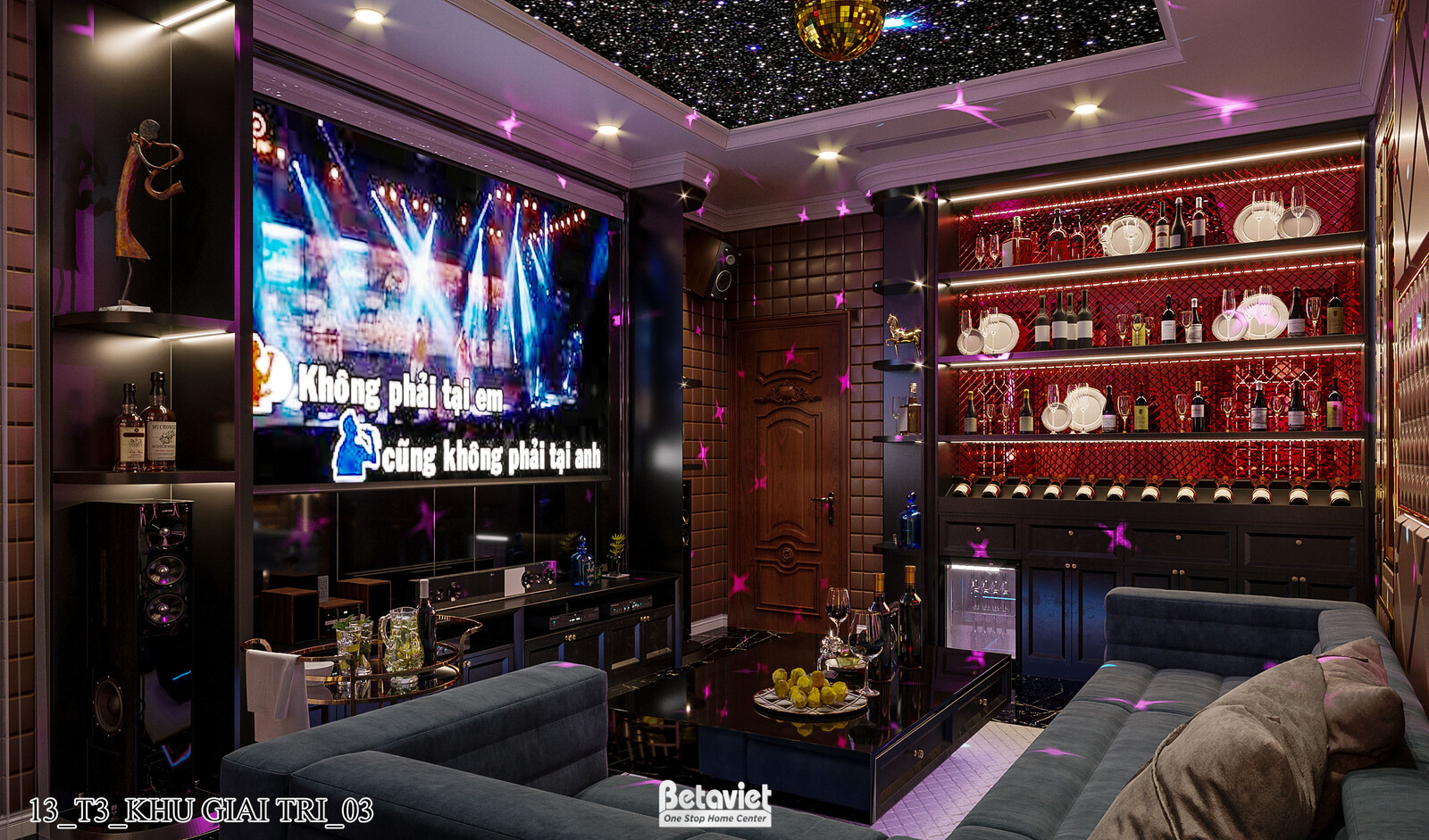 Nội thất phòng giải trí biệt thự Art Deco KT21212 – góc nhìn 4