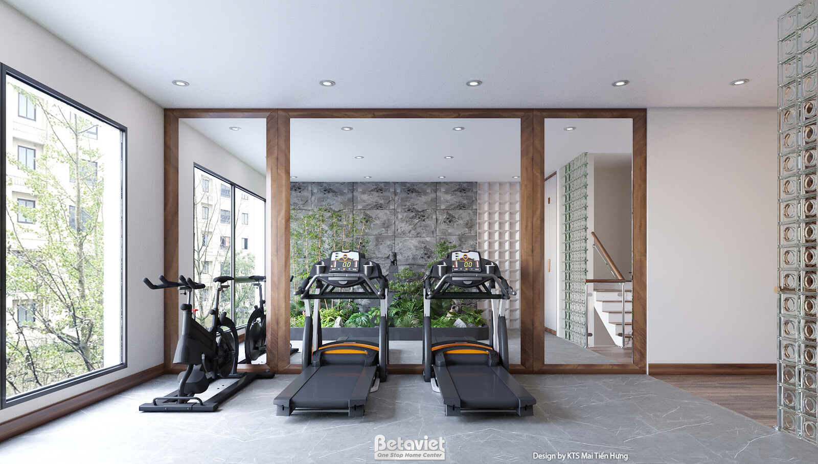 Nội thất phòng tập gym biệt thự hiện đại NT24557 – góc nhìn tổng thể