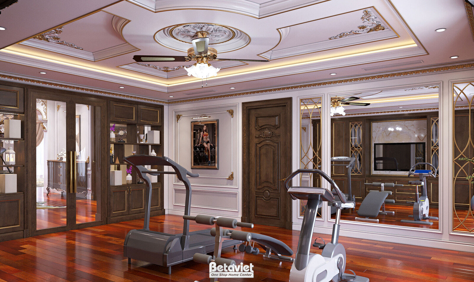 Nội thất phòng tập gym biệt thự tân cổ điển NT21196 – góc nhìn 2