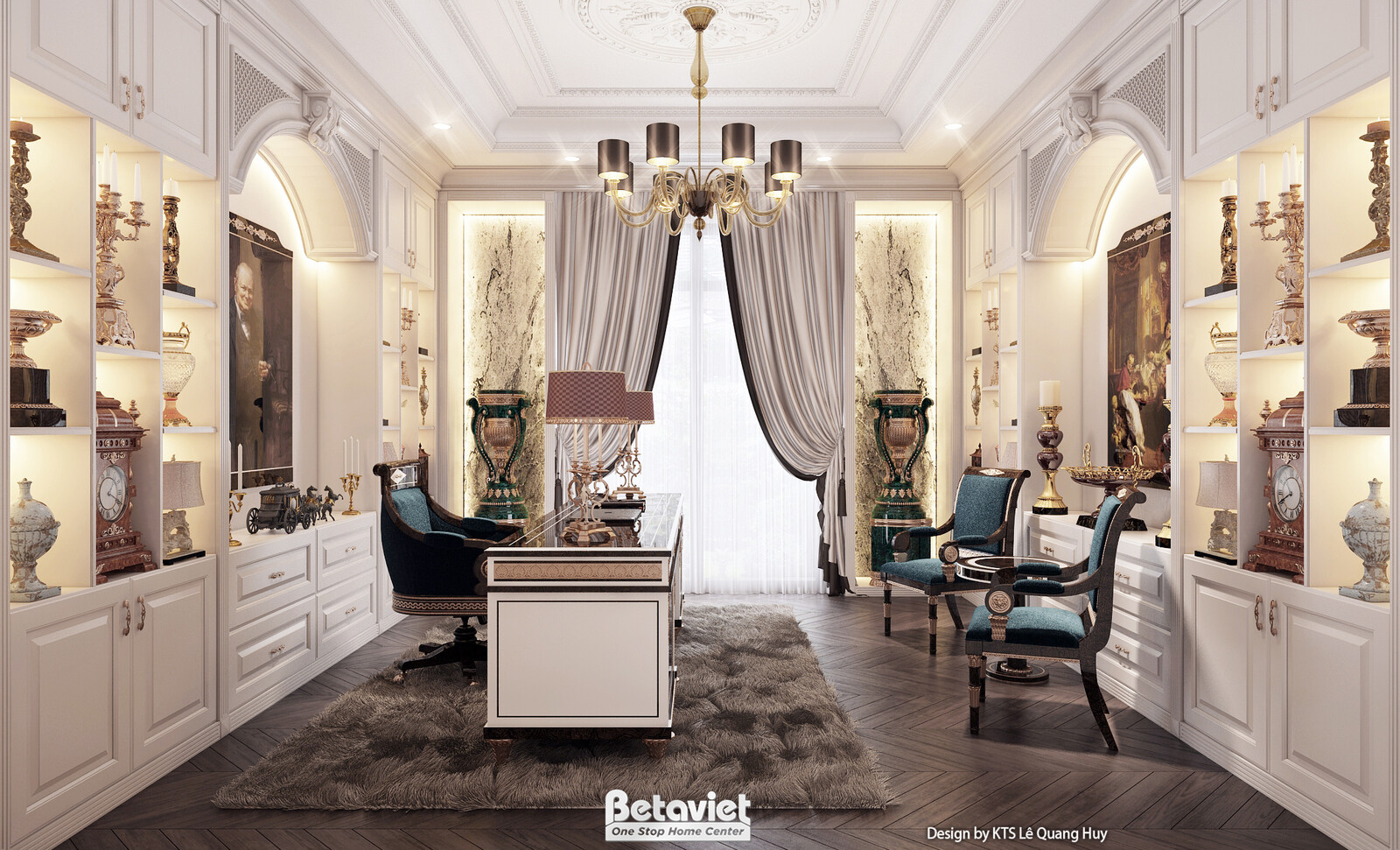 Nội thất phòng làm việc - học tập biệt thự Art Deco KT23371 – góc nhìn 2