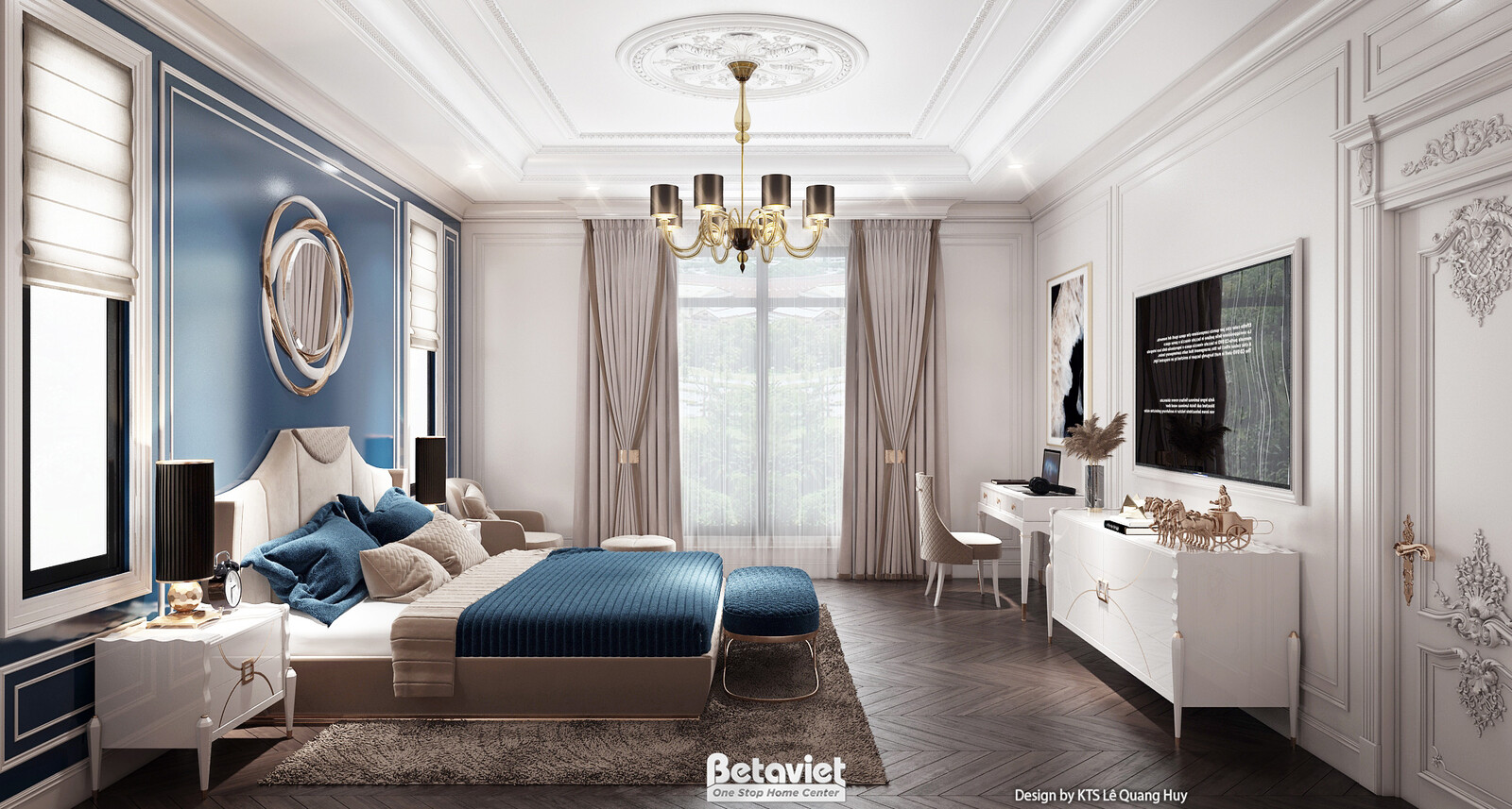 Nội thất phòng ngủ biệt thự Art Deco KT23371 – góc nhìn 8