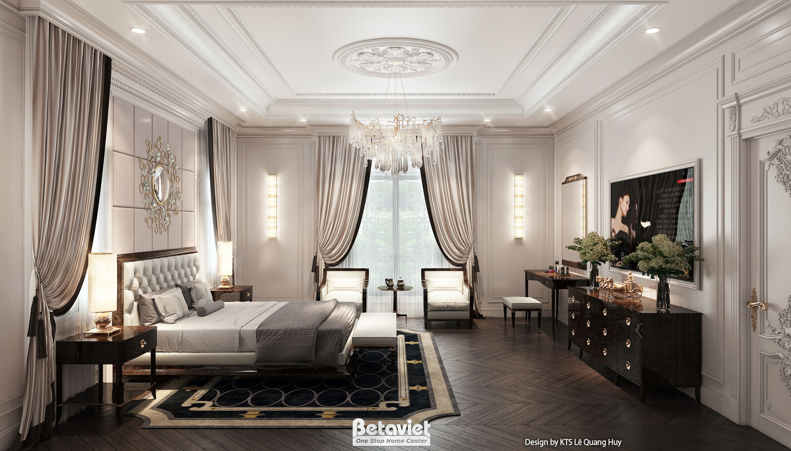Nội thất phòng ngủ biệt thự Art Deco KT23371 – góc nhìn 2