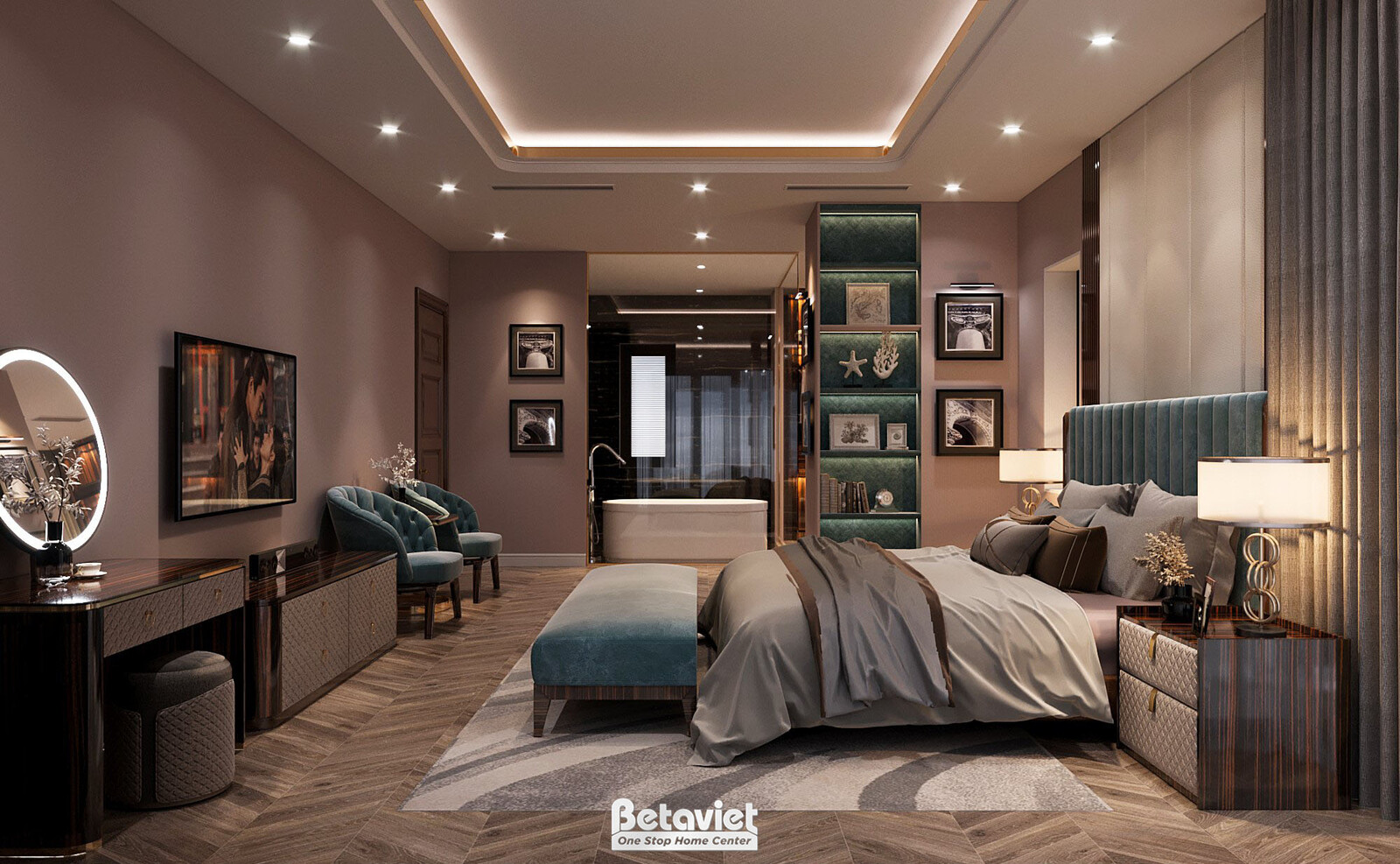 Nội thất phòng ngủ biệt thự hiện đại luxury KT24010 – góc nhìn 7