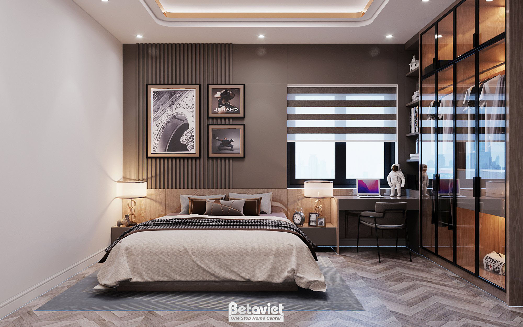 Thiết kế nội thất phòng ngủ biệt thự hiện đại NT2008498