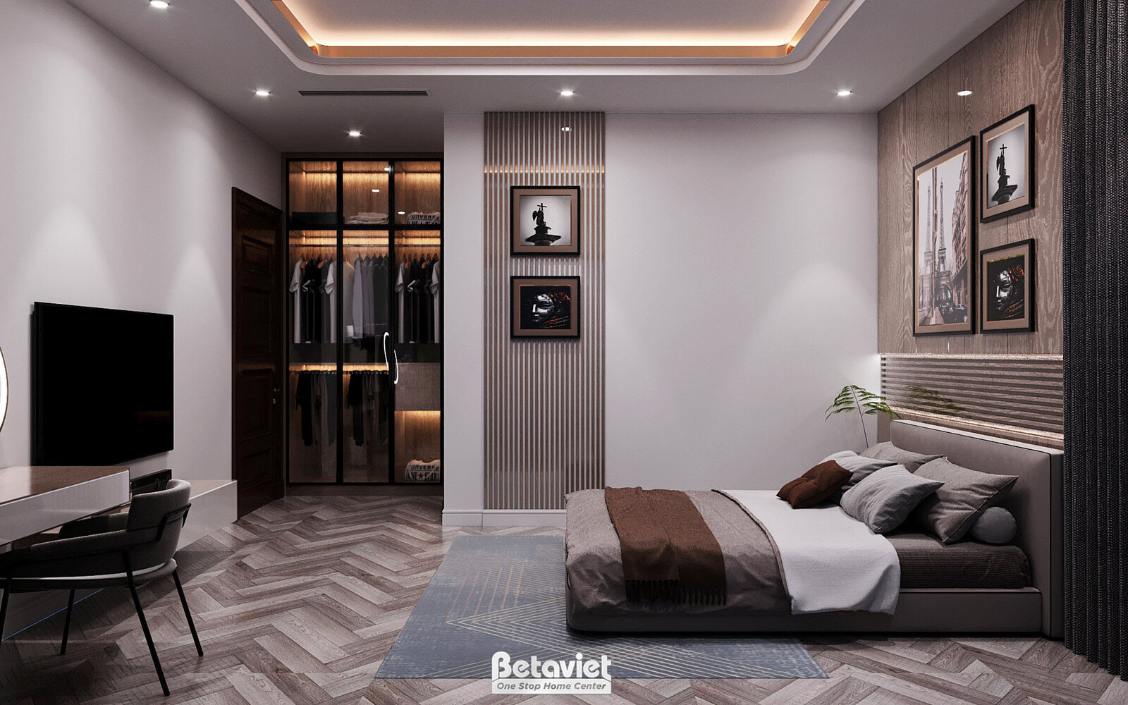 Nội thất phòng ngủ biệt thự hiện đại luxury KT24010 – góc nhìn 6