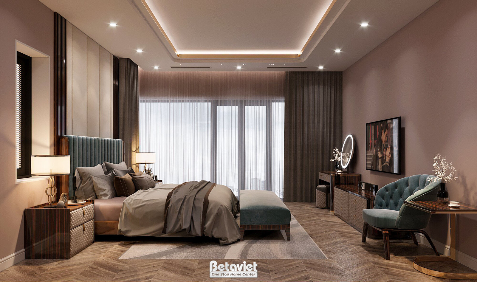 Nội thất phòng ngủ biệt thự hiện đại luxury KT24010 – góc nhìn 4