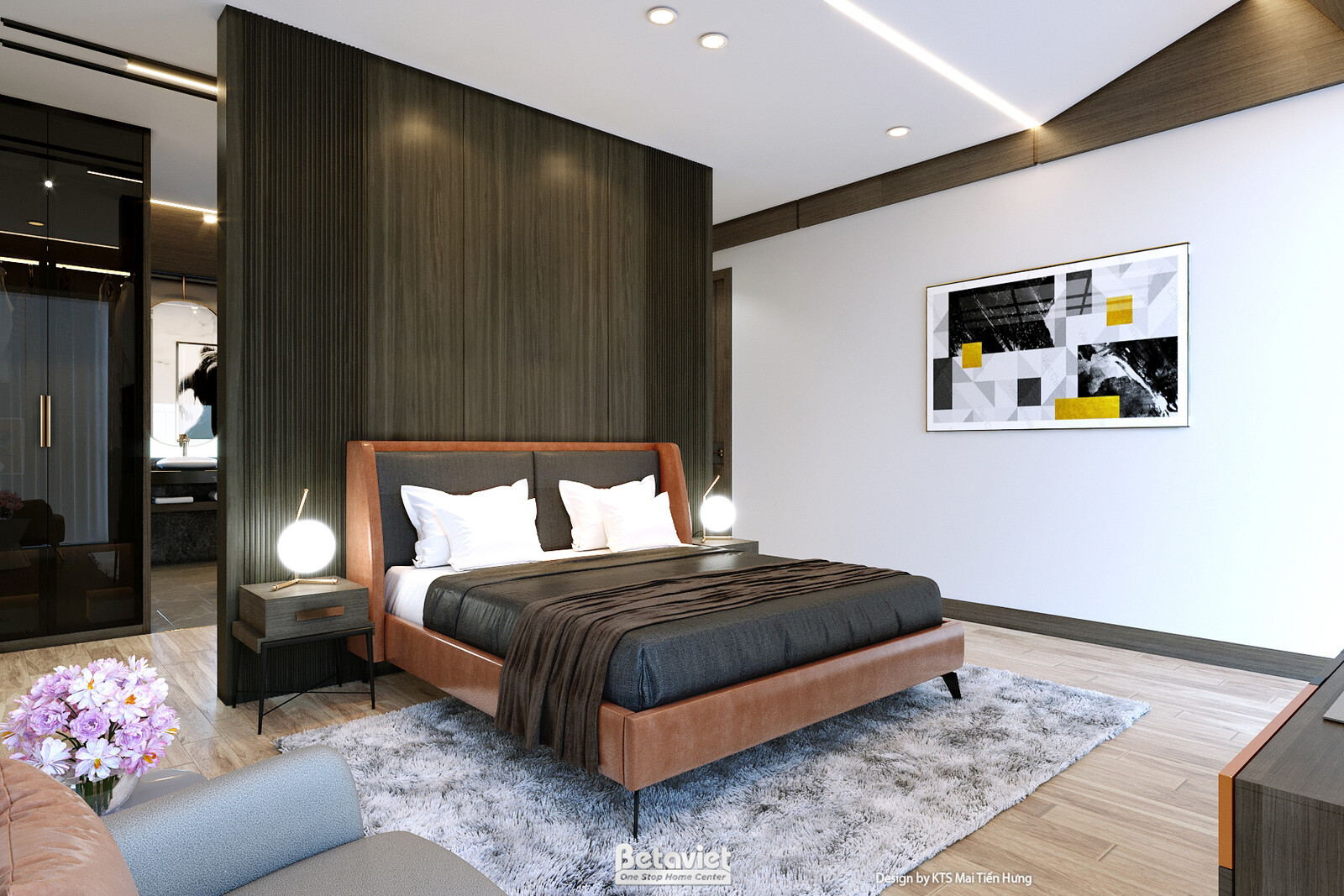 Nội thất phòng ngủ biệt thự hiện đại NT24580 – góc nhìn 2