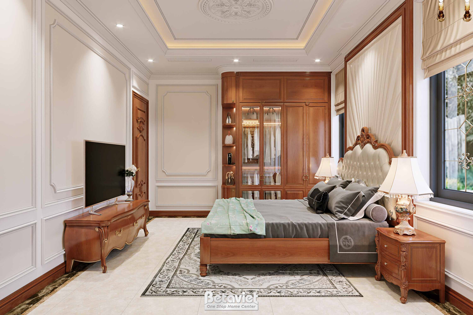 Nội thất phòng ngủ biệt thự tân cổ điển KT23059 – góc nhìn 5