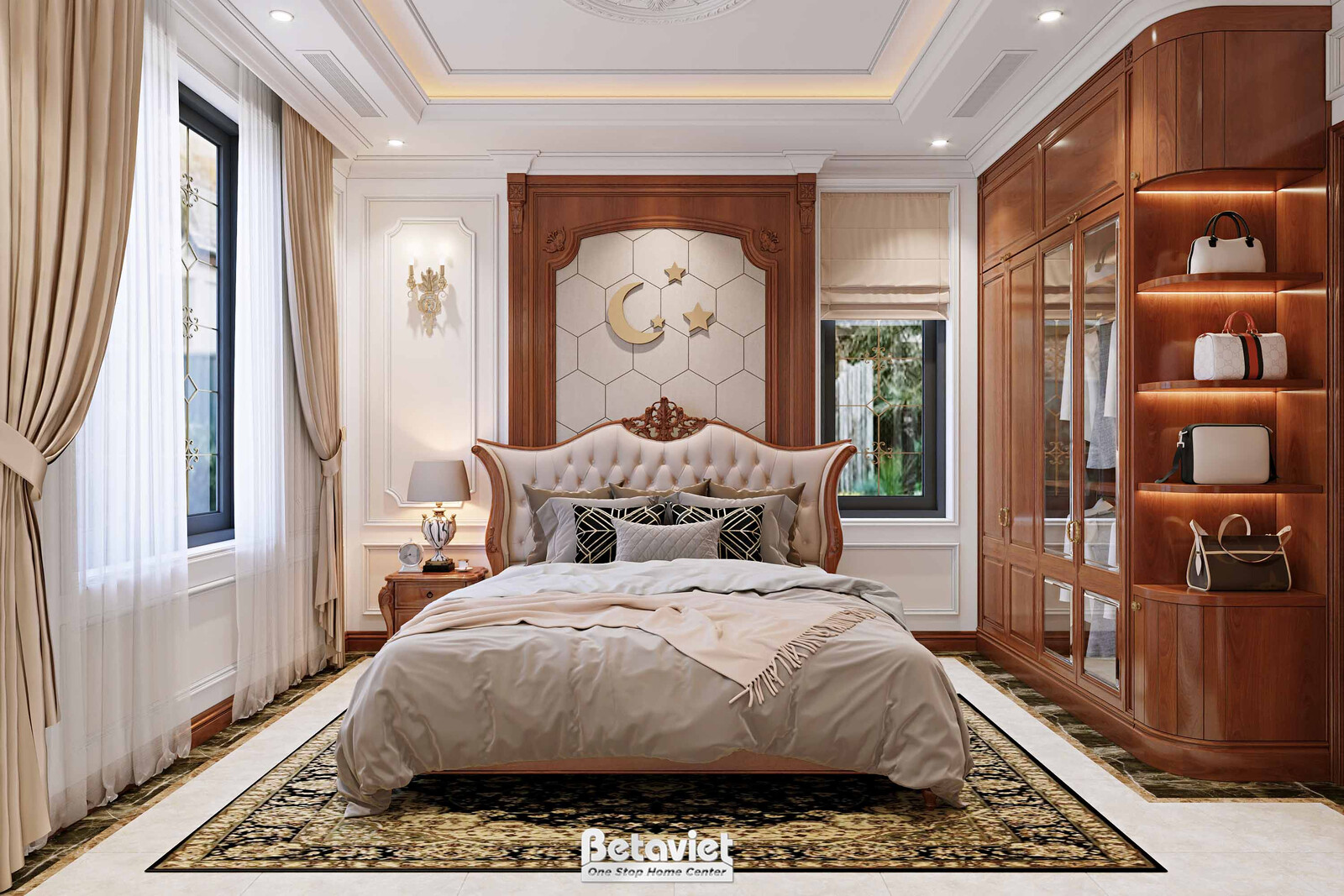 Nội thất phòng ngủ biệt thự tân cổ điển KT23059 – góc nhìn 2