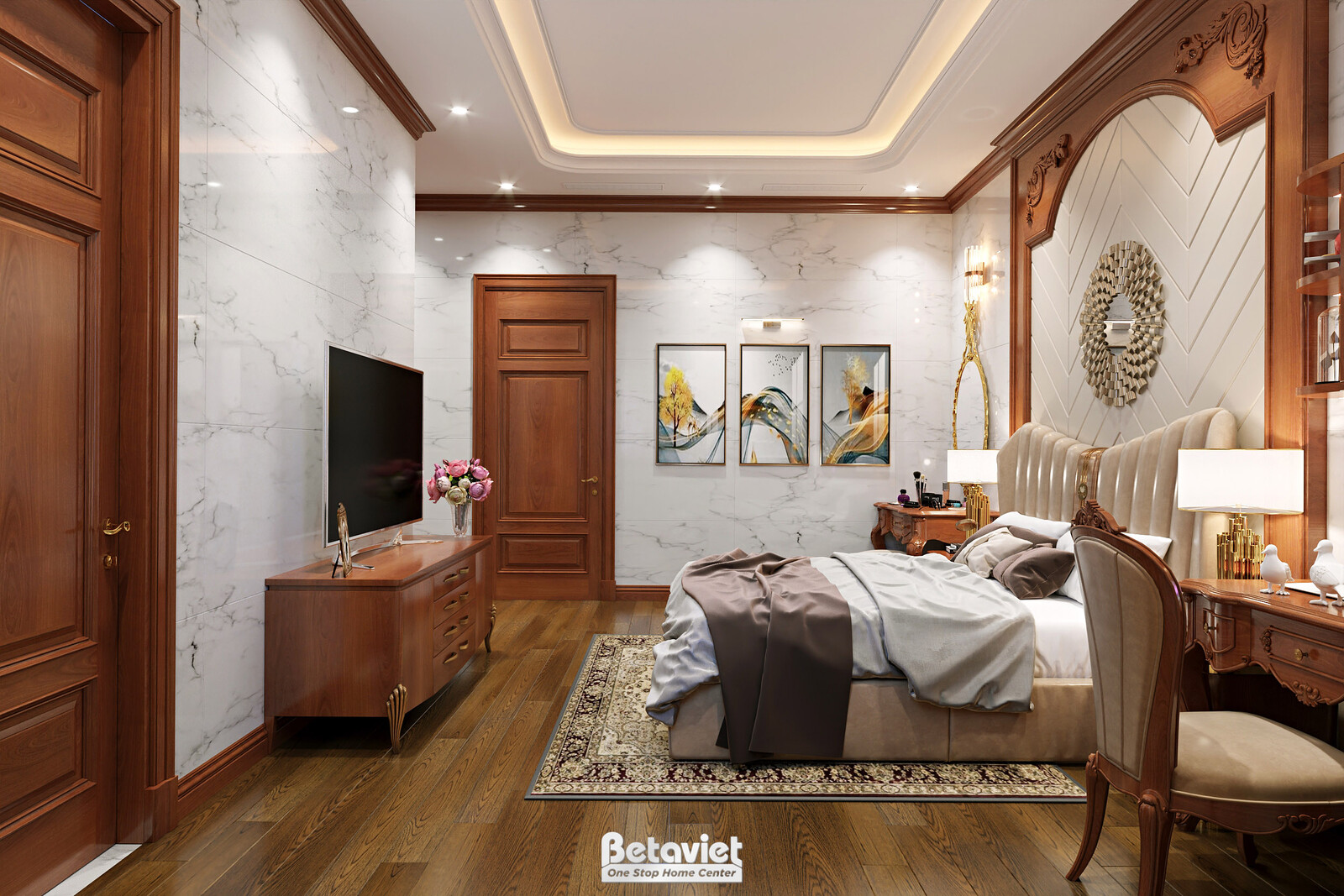 Nội thất phòng ngủ biệt thự tân cổ điển NT2009044 – góc nhìn 7