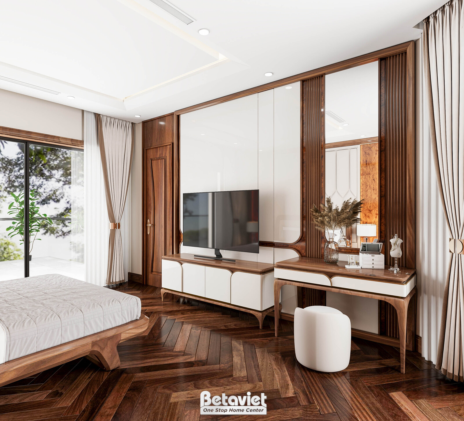 Nội thất phòng ngủ biệt thự hiện đại gỗ NT24412 – góc nhìn 4