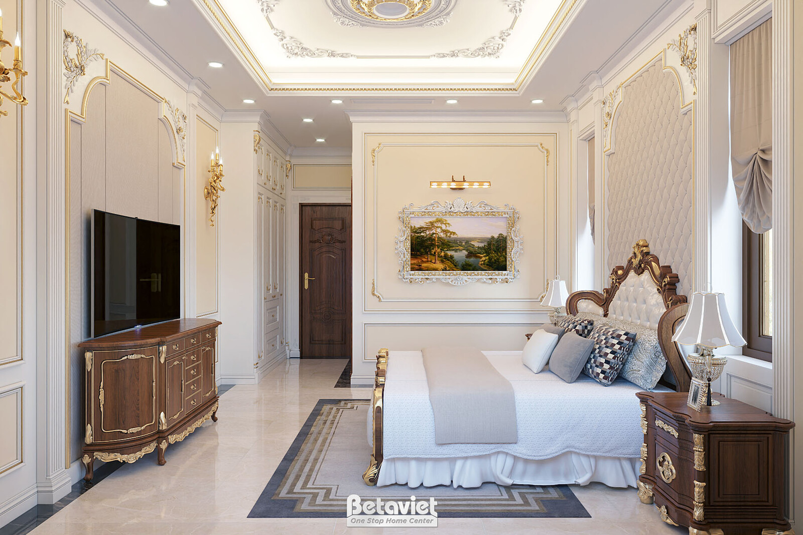 Nội thất phòng ngủ biệt thự tân cổ điển KT19024 – góc nhìn 13